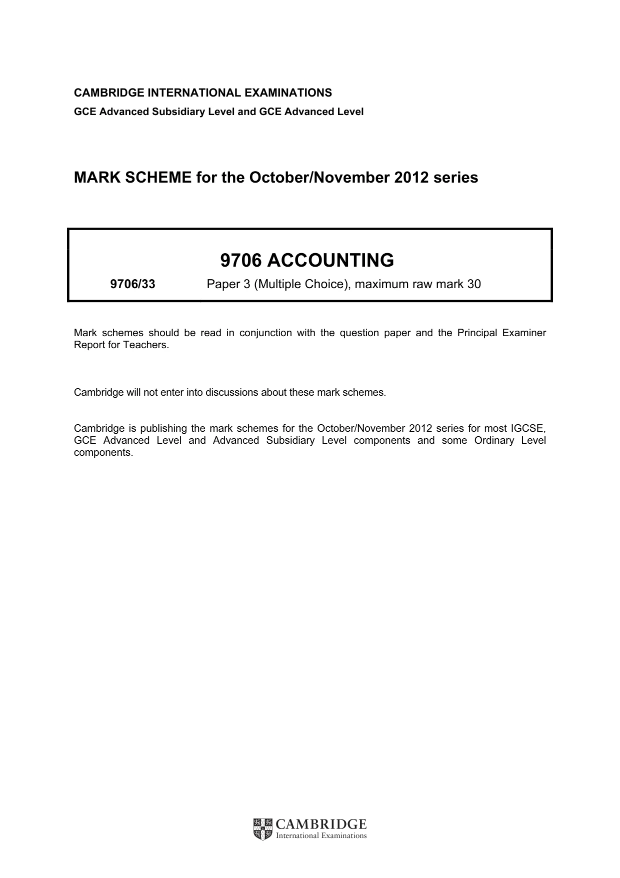Mark scheme, page 1 of 2
