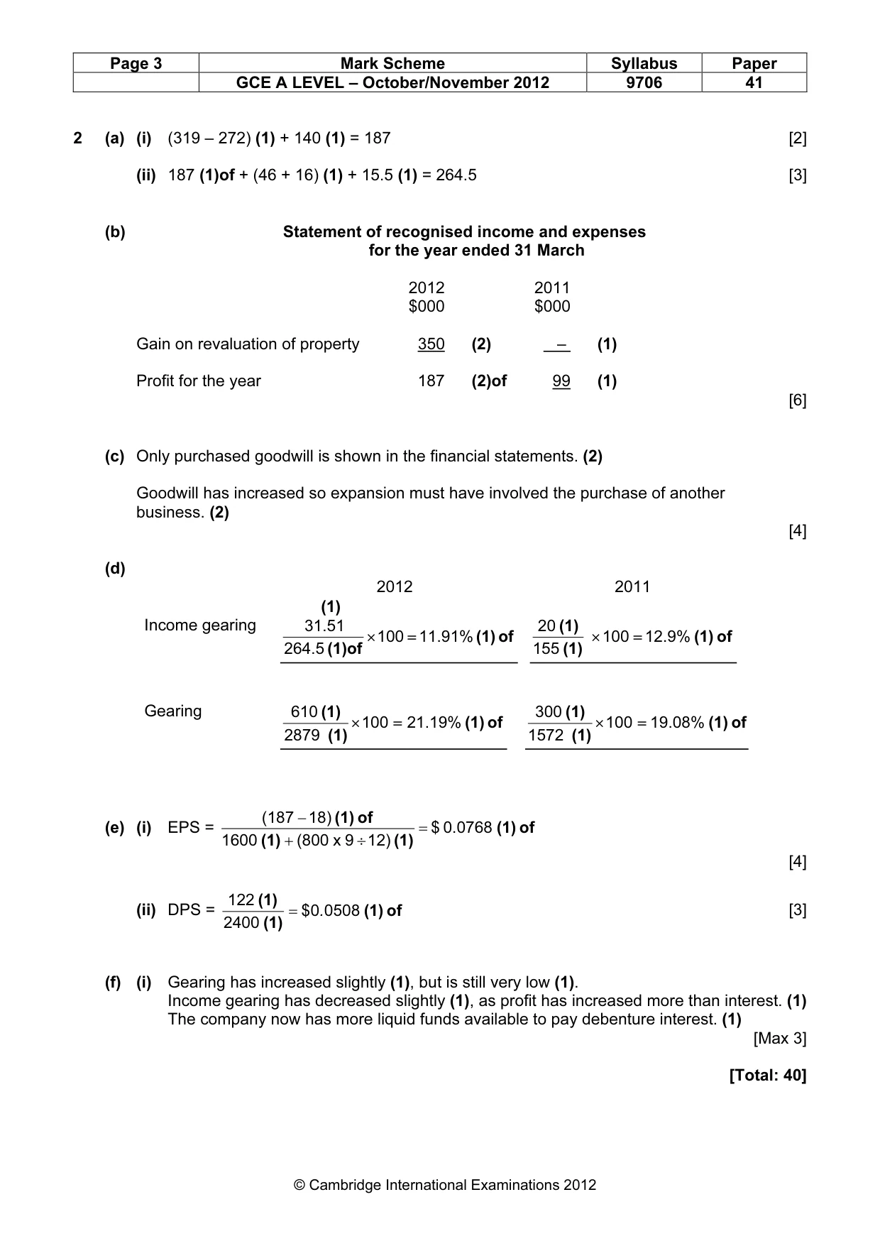 Mark scheme, page 3 of 5