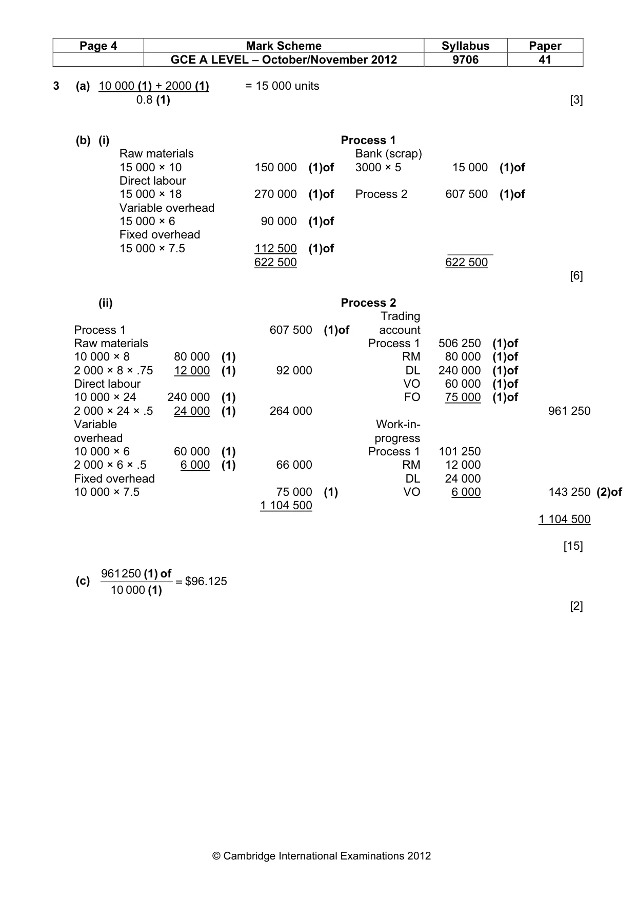 Mark scheme, page 4 of 5