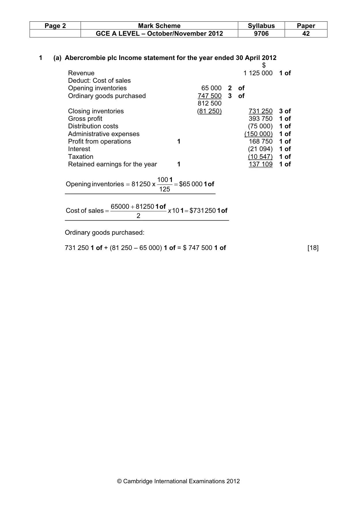 Mark scheme, page 2 of 6
