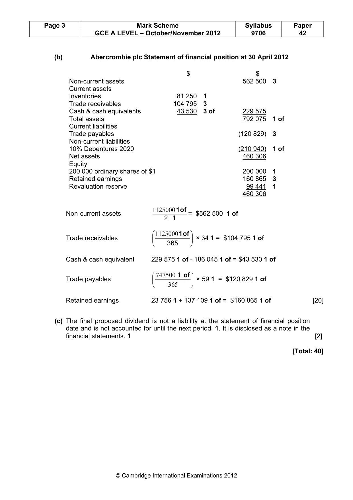 Mark scheme, page 3 of 6