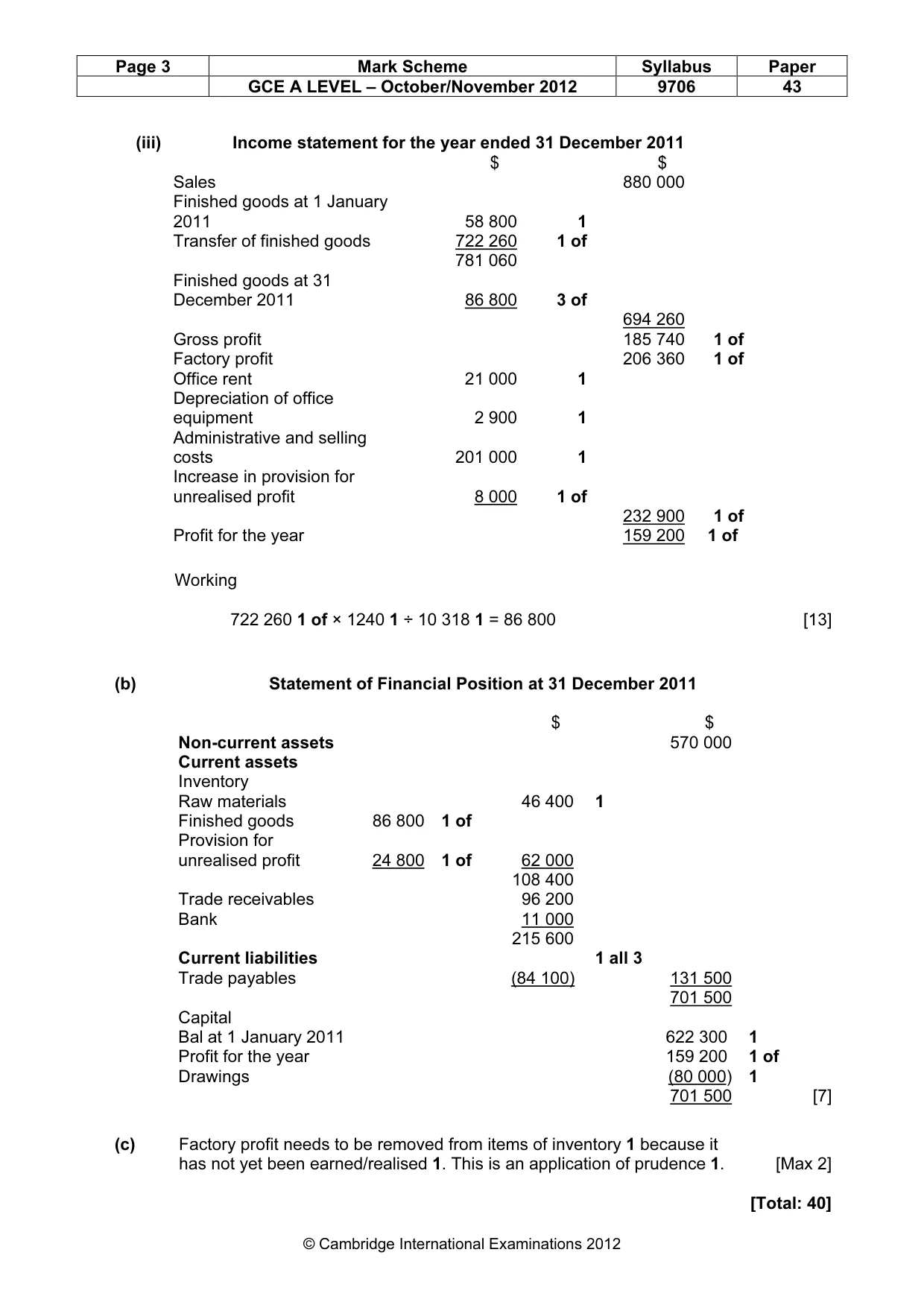 Mark scheme, page 3 of 6