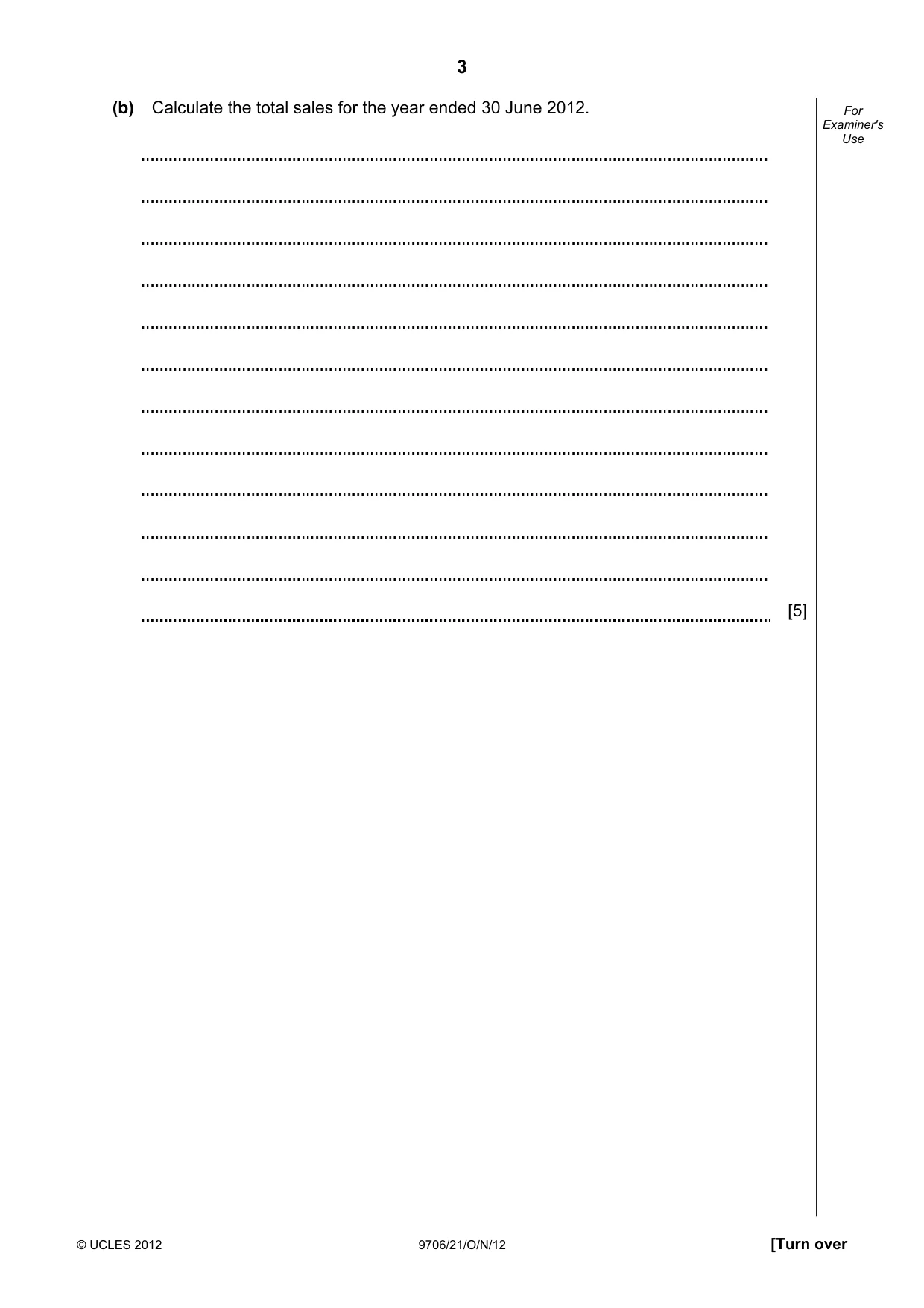Cambridge A Level Accounting 9706 2012 Oct/Nov Paper 2 · Variant 1 question paper, page 3 of 16