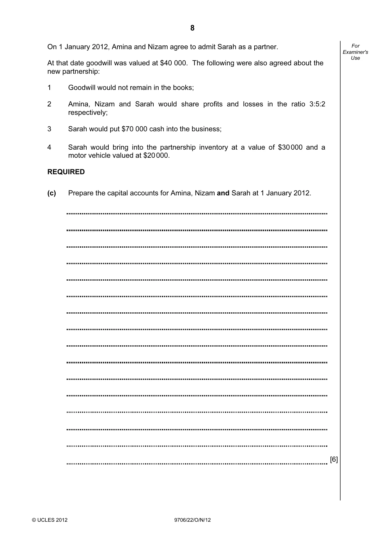 Cambridge A Level Accounting 9706 2012 Oct/Nov Paper 2 · Variant 2 question paper, page 8 of 16