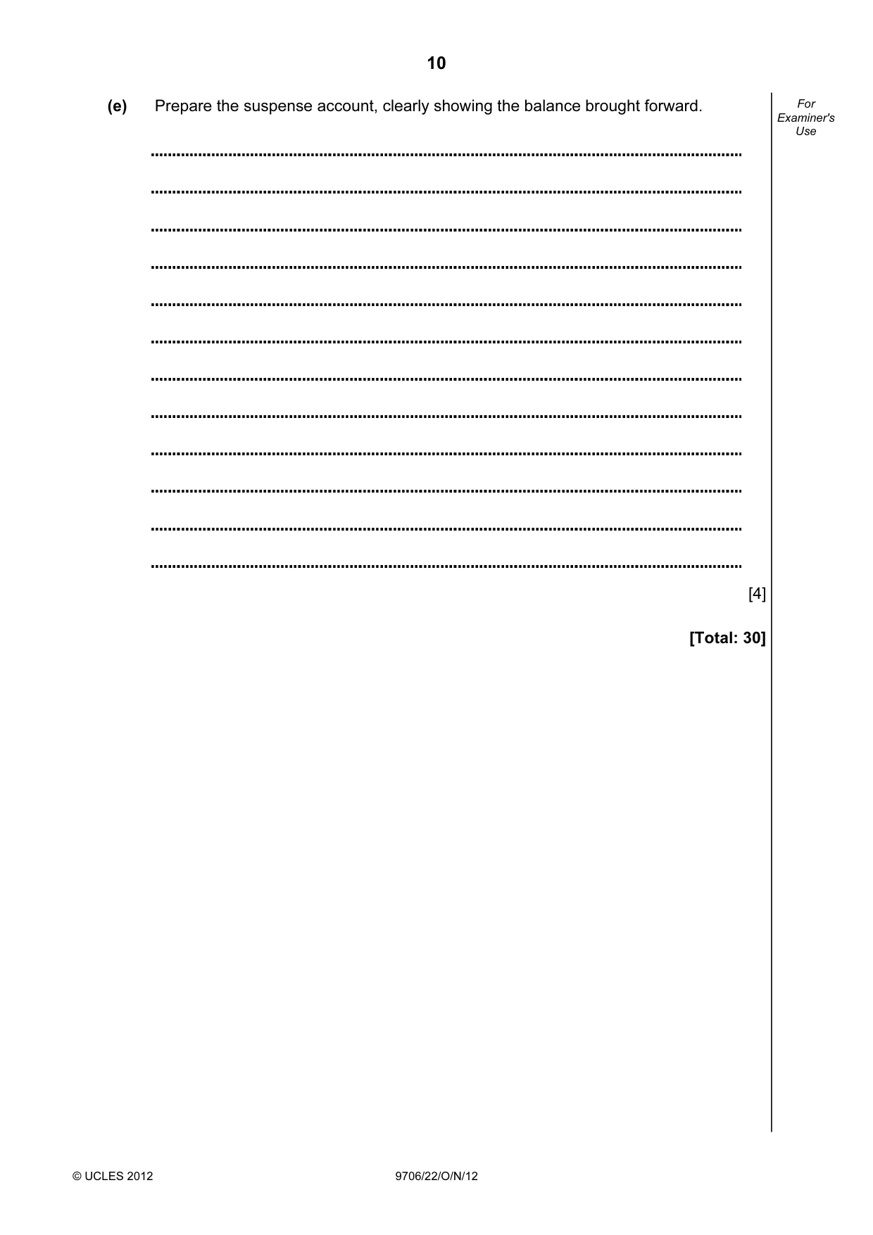 Cambridge A Level Accounting 9706 2012 Oct/Nov Paper 2 · Variant 2 question paper, page 10 of 16