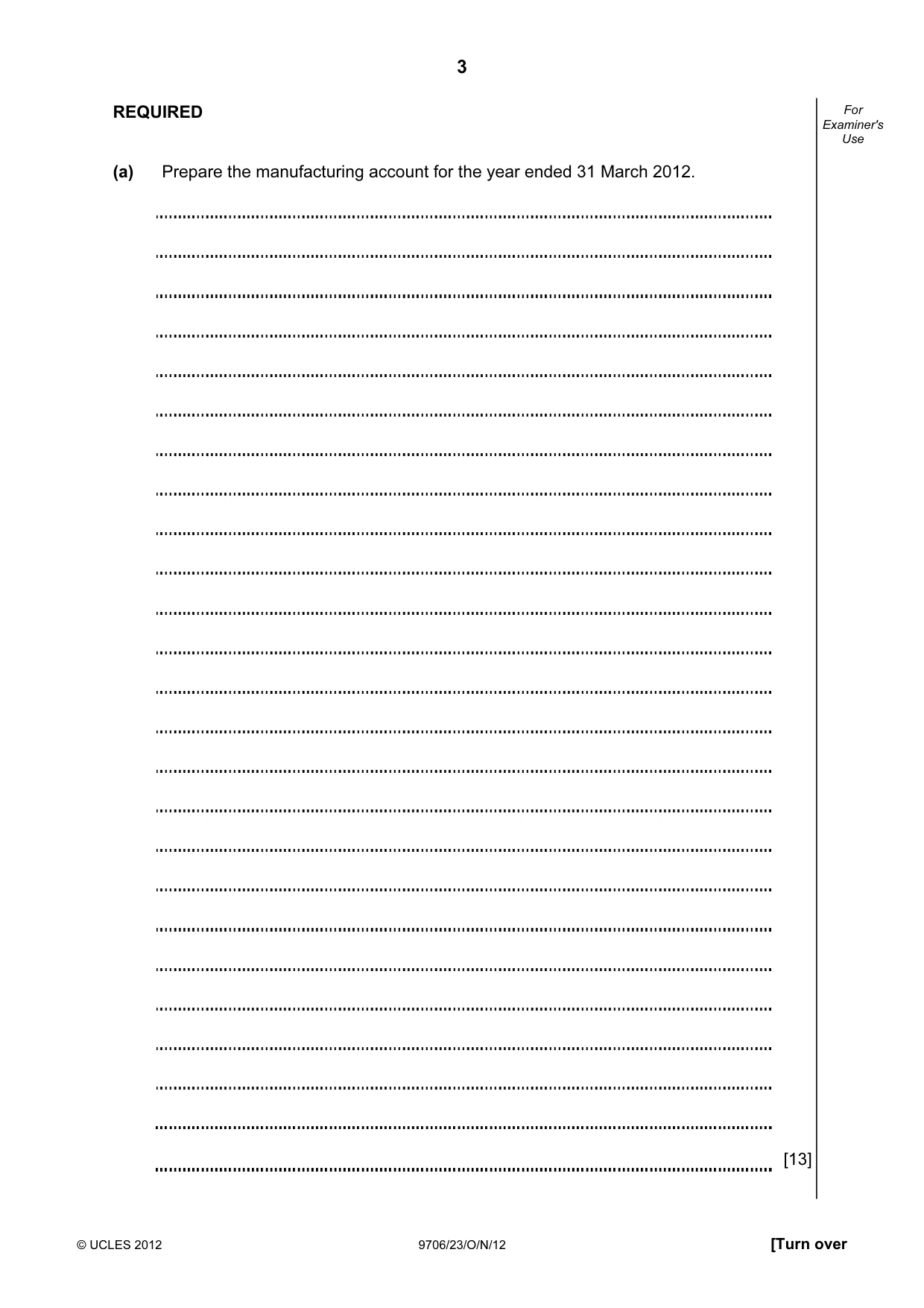 Cambridge A Level Accounting 9706 2012 Oct/Nov Paper 2 · Variant 3 question paper, page 3 of 16