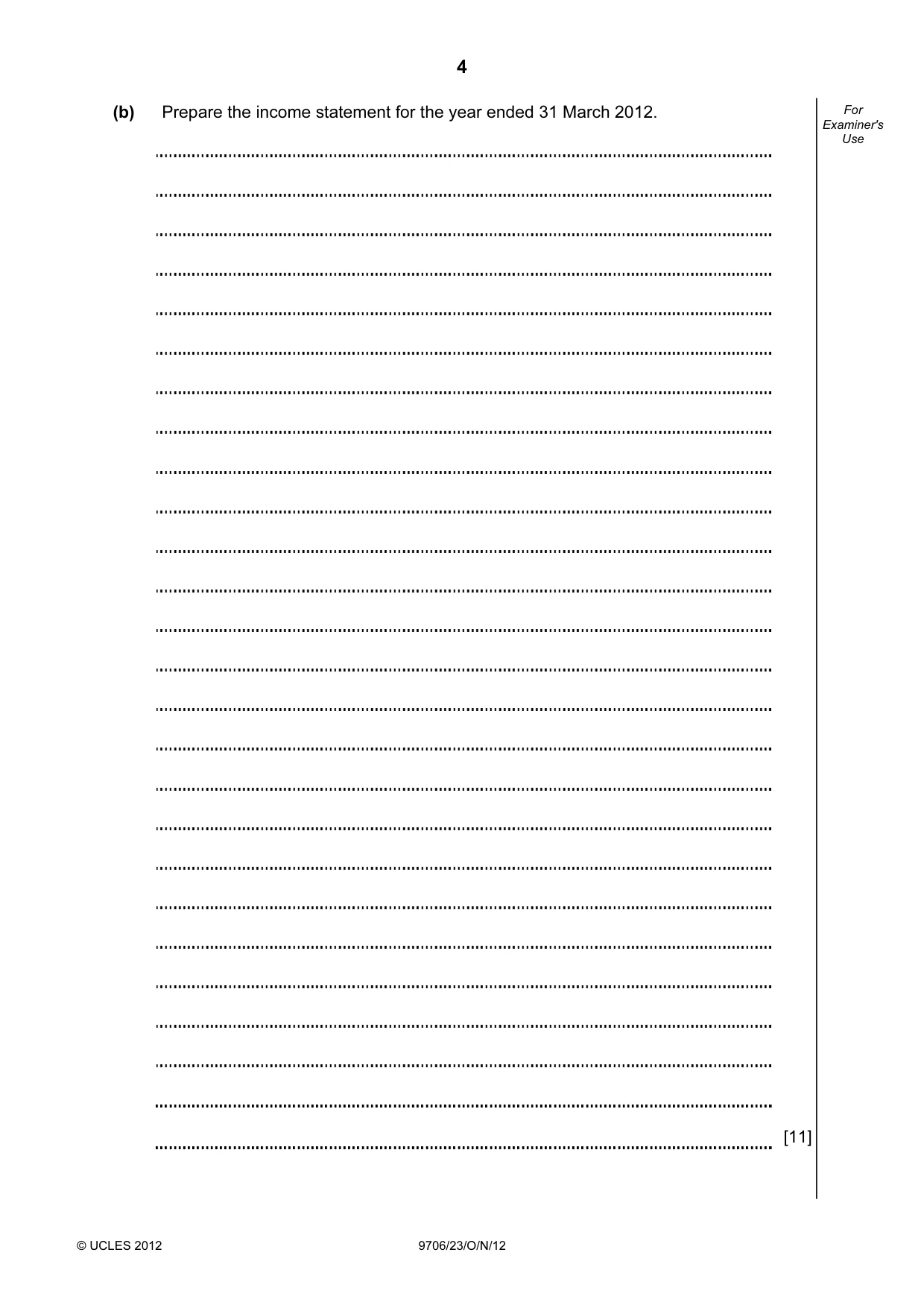 Cambridge A Level Accounting 9706 2012 Oct/Nov Paper 2 · Variant 3 question paper, page 4 of 16
