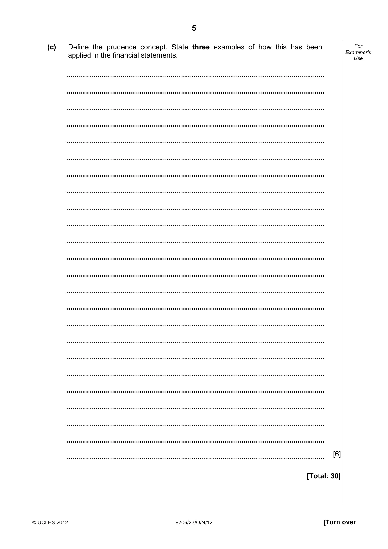 Cambridge A Level Accounting 9706 2012 Oct/Nov Paper 2 · Variant 3 question paper, page 5 of 16