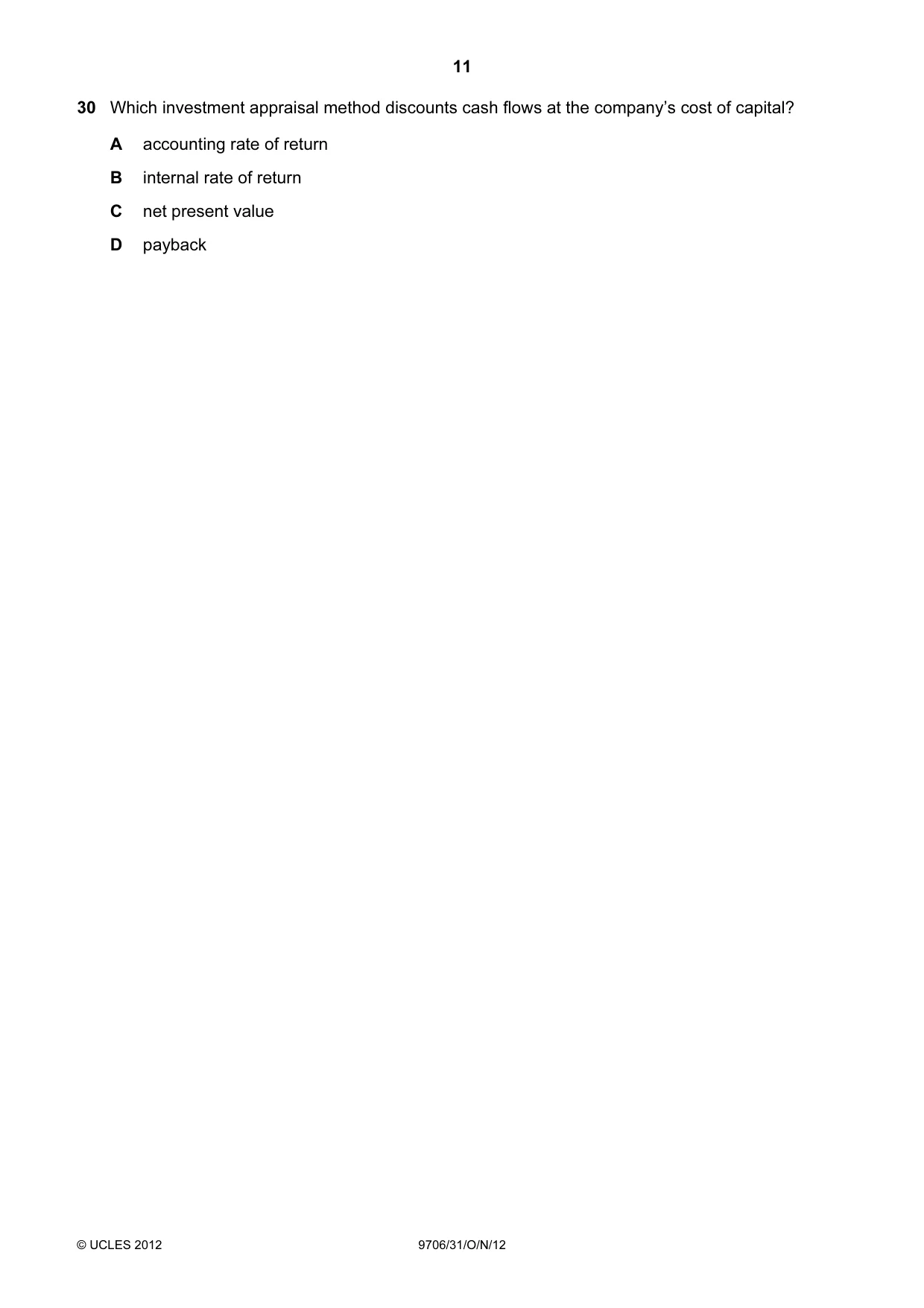 Cambridge A Level Accounting 9706 2012 Oct/Nov Paper 3 · Variant 1 question paper, page 11 of 12