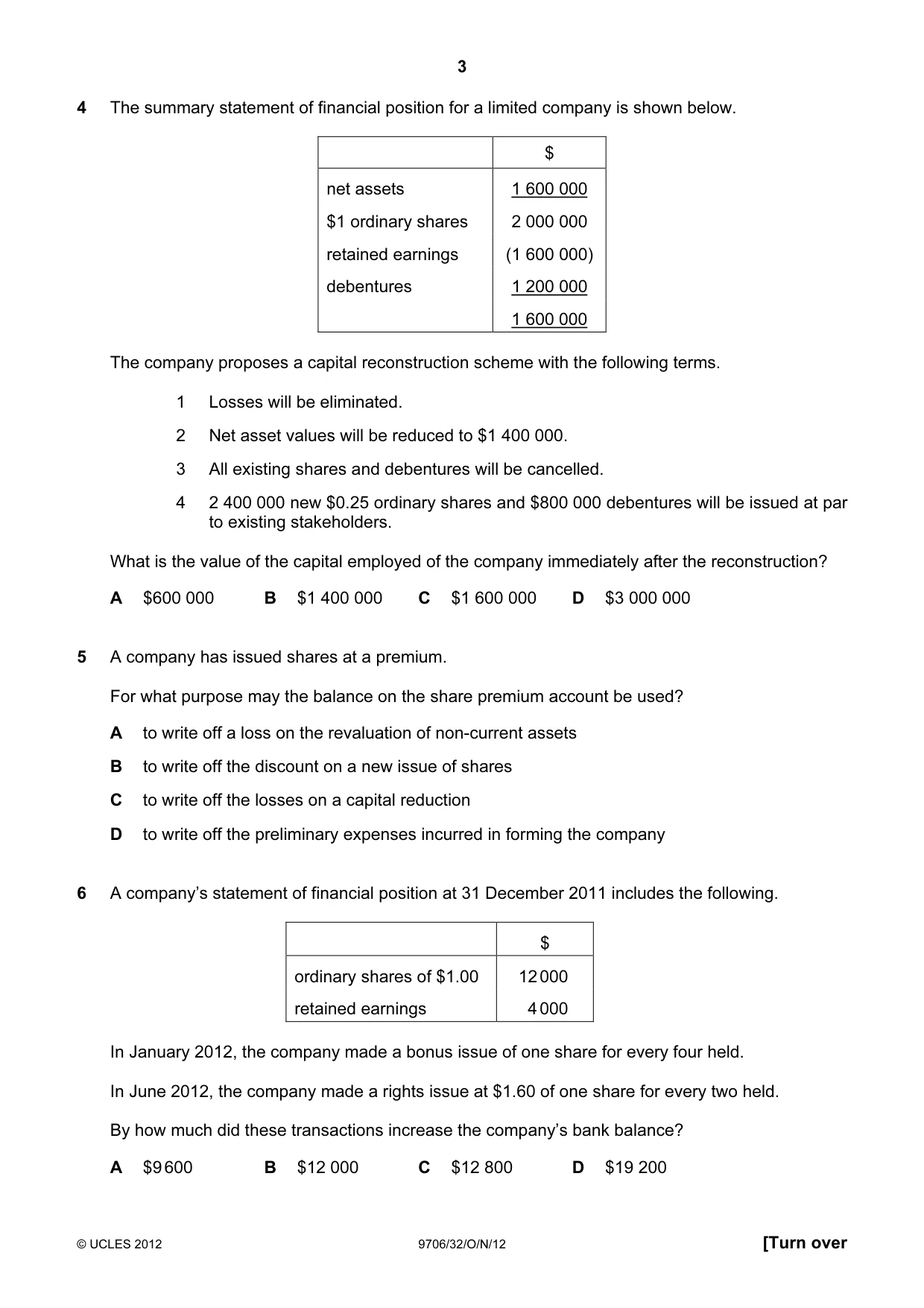 Cambridge A Level Accounting 9706 2012 Oct/Nov Paper 3 · Variant 2 question paper, page 3 of 12