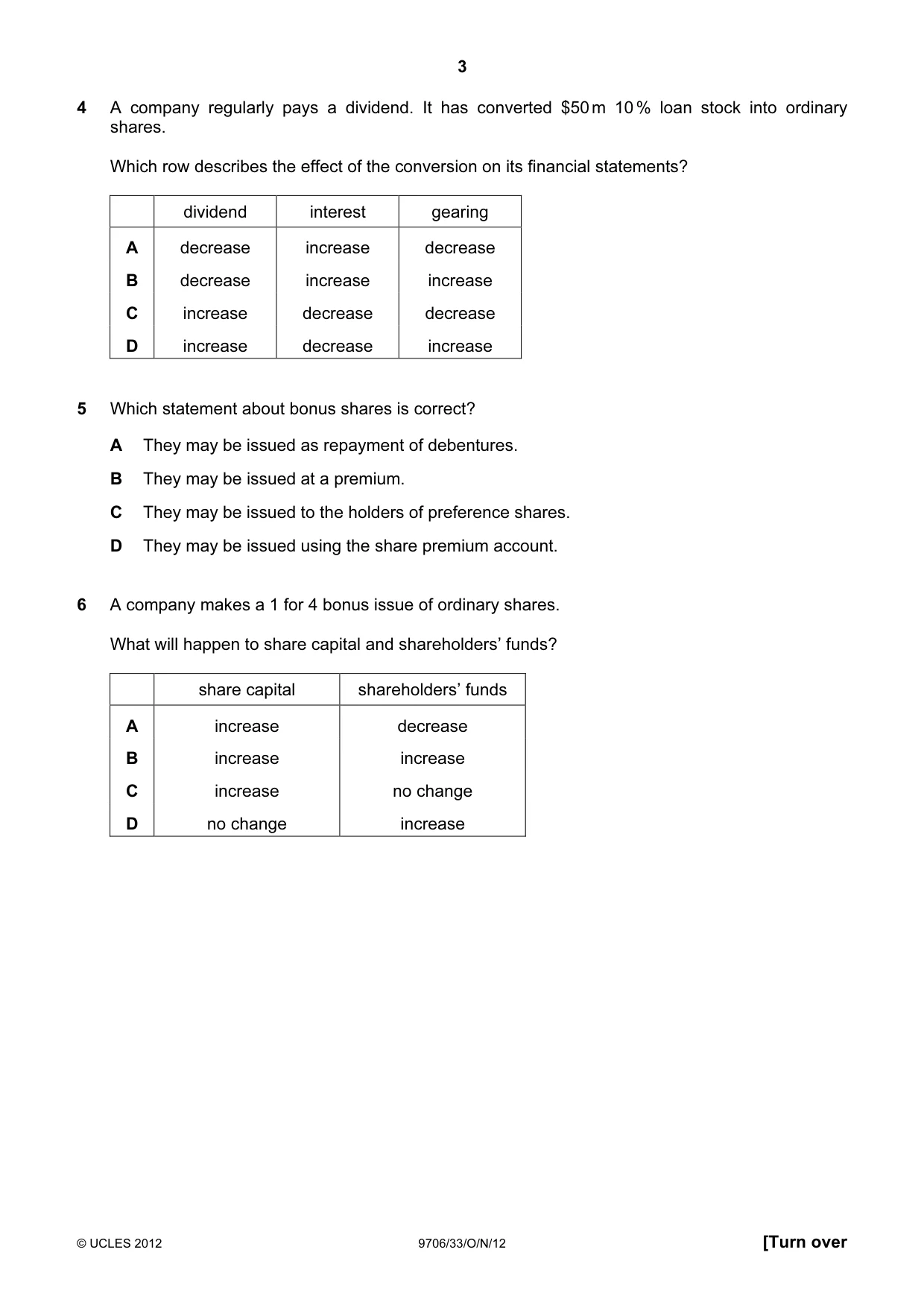 Cambridge A Level Accounting 9706 2012 Oct/Nov Paper 3 · Variant 3 question paper, page 3 of 12