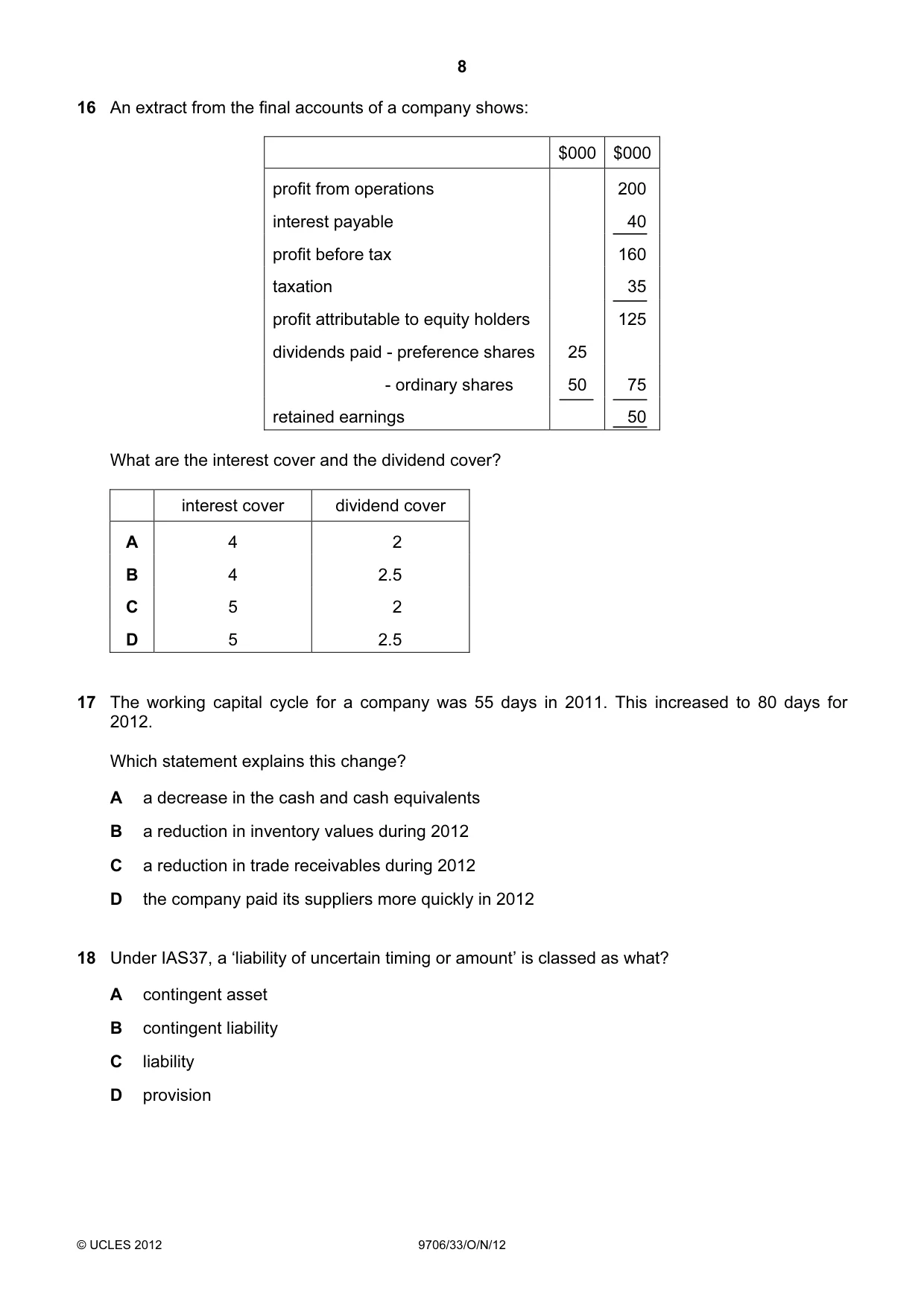 Cambridge A Level Accounting 9706 2012 Oct/Nov Paper 3 · Variant 3 question paper, page 8 of 12