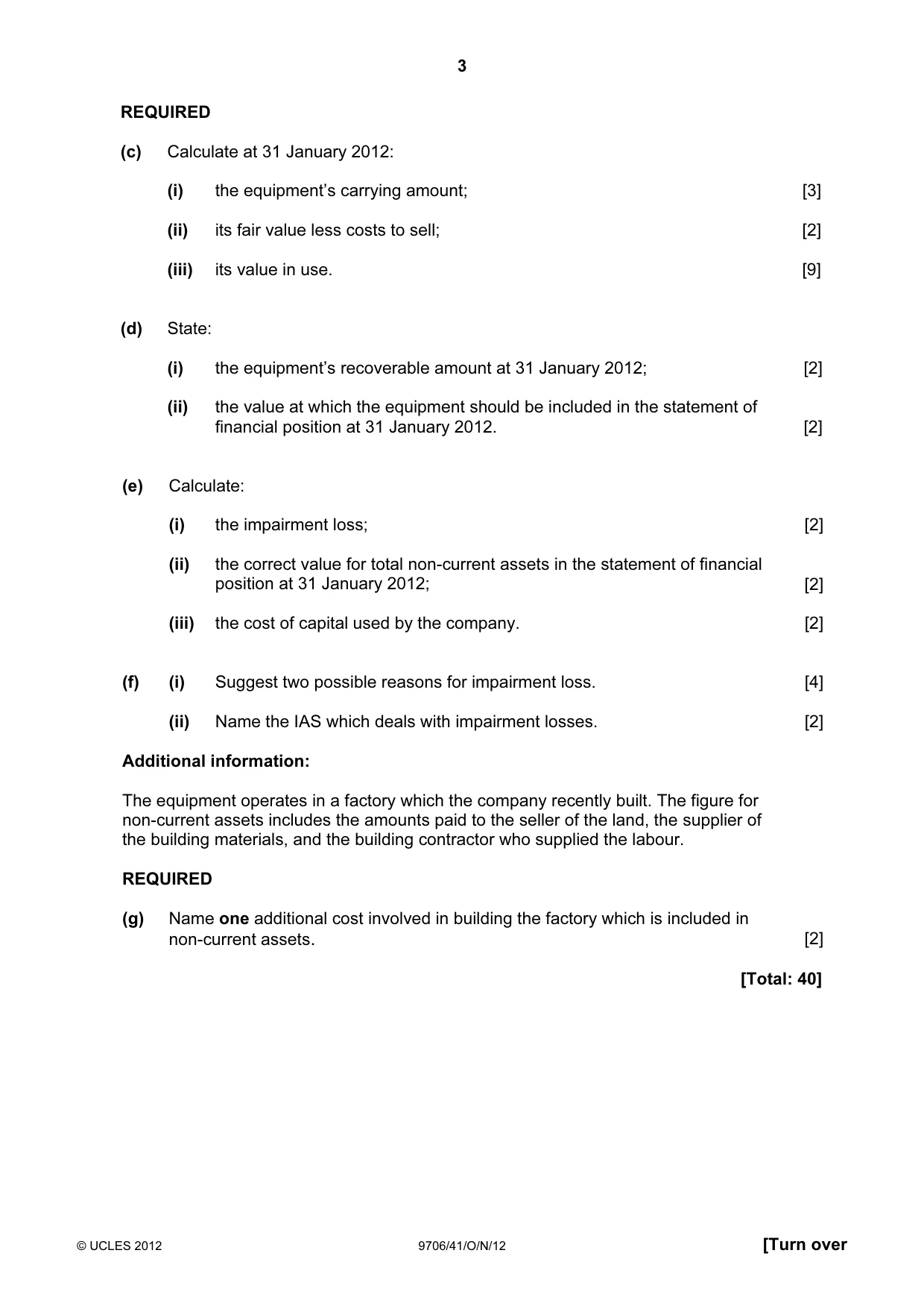 Cambridge A Level Accounting 9706 2012 Oct/Nov Paper 4 · Variant 1 question paper, page 3 of 8