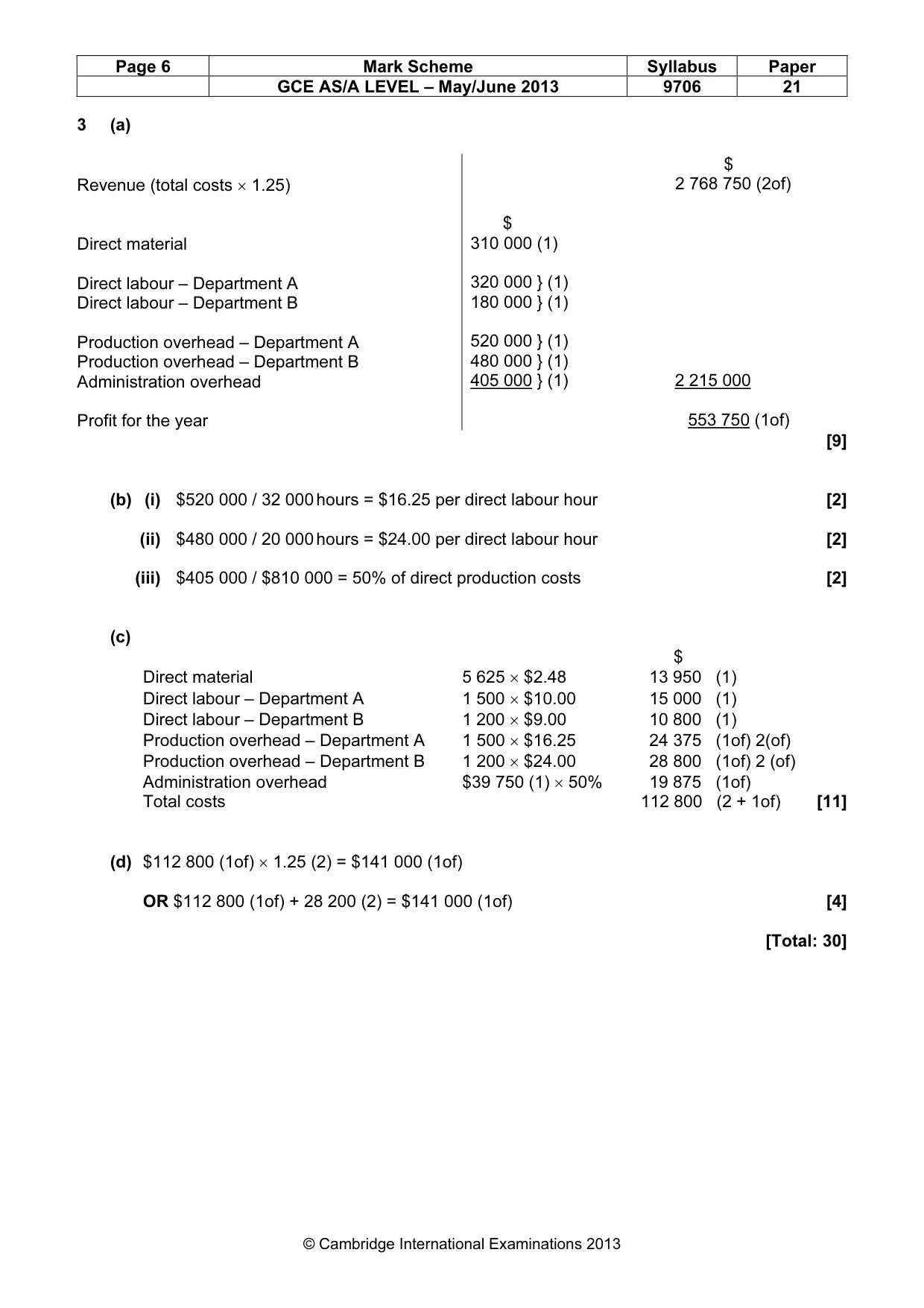Mark scheme, page 6 of 6