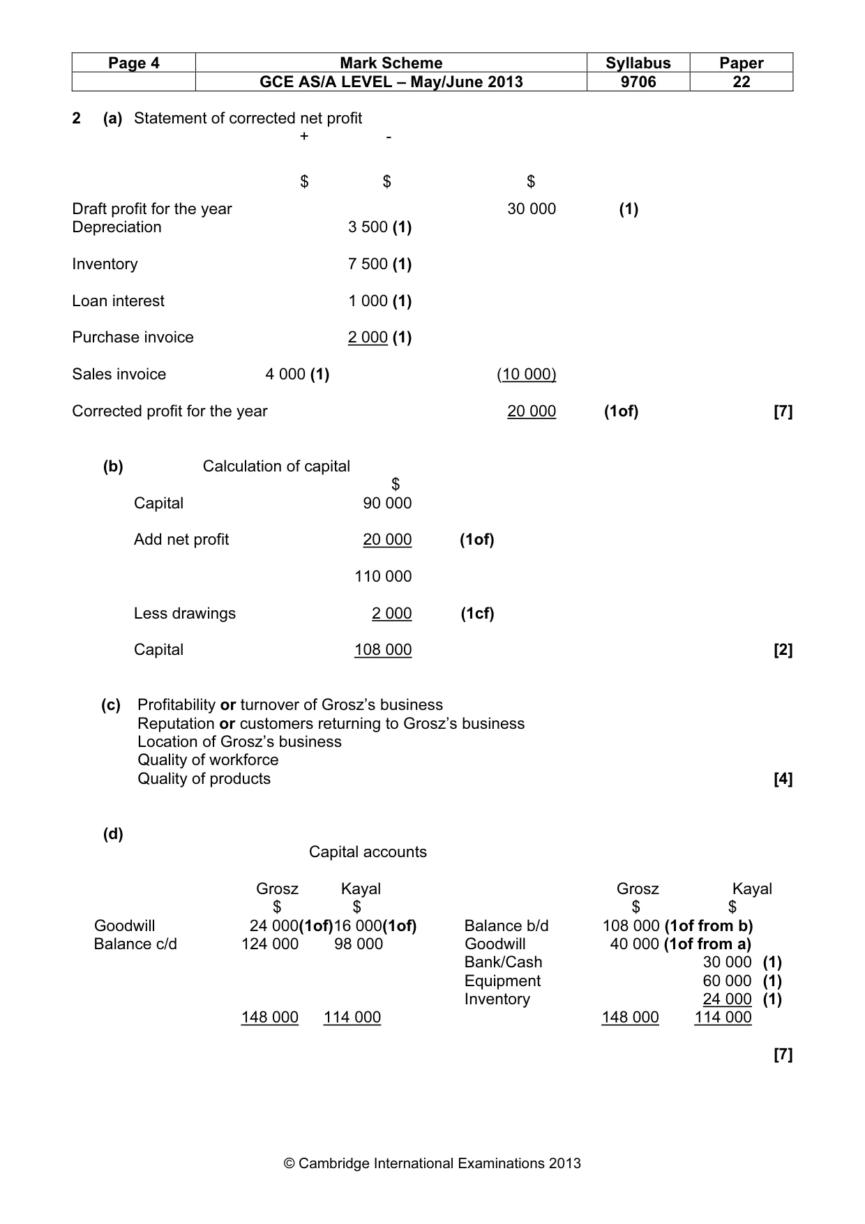 Mark scheme, page 4 of 7