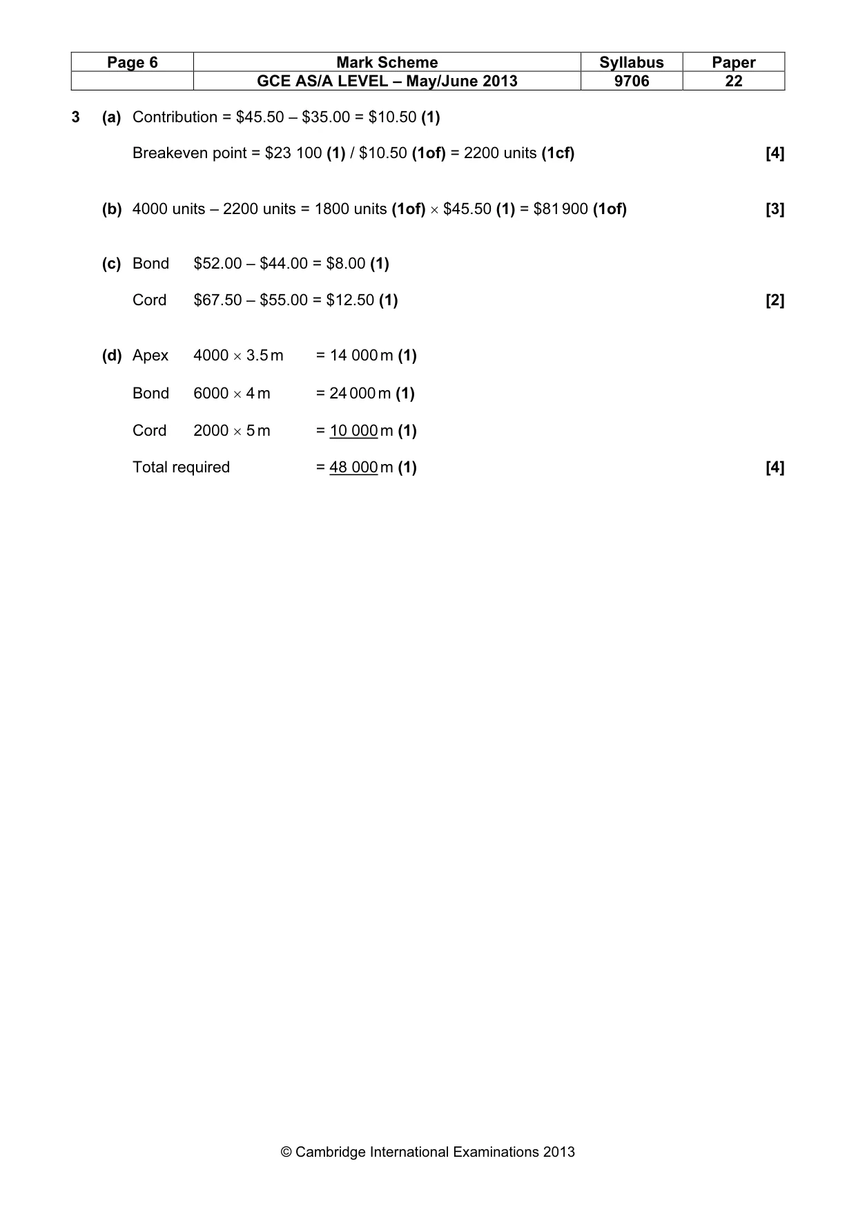 Mark scheme, page 6 of 7