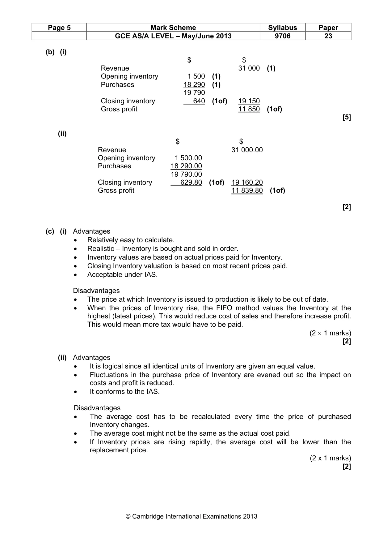 Mark scheme, page 5 of 6