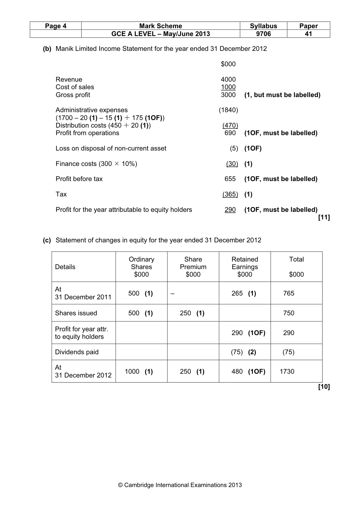 Mark scheme, page 4 of 7