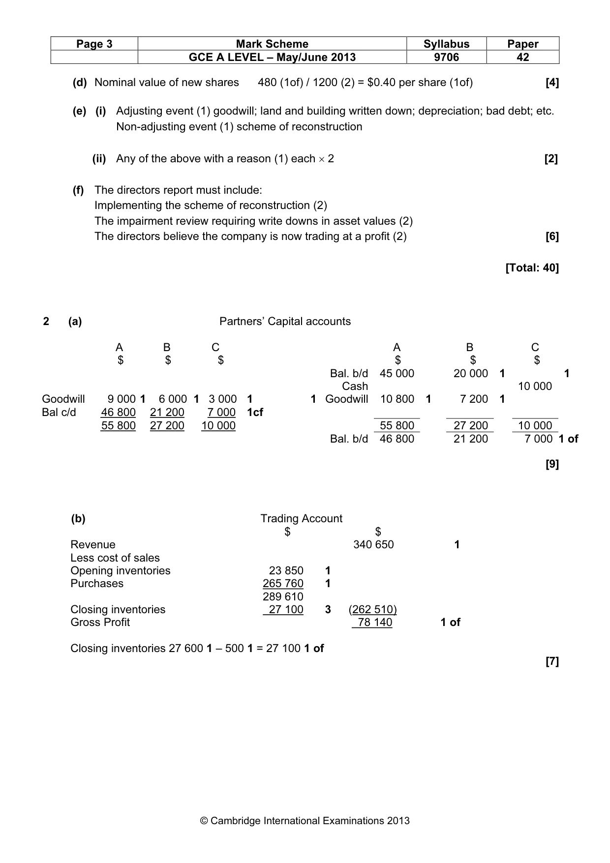 Mark scheme, page 3 of 6