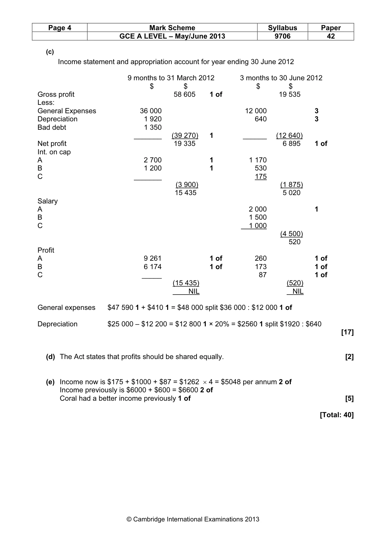 Mark scheme, page 4 of 6