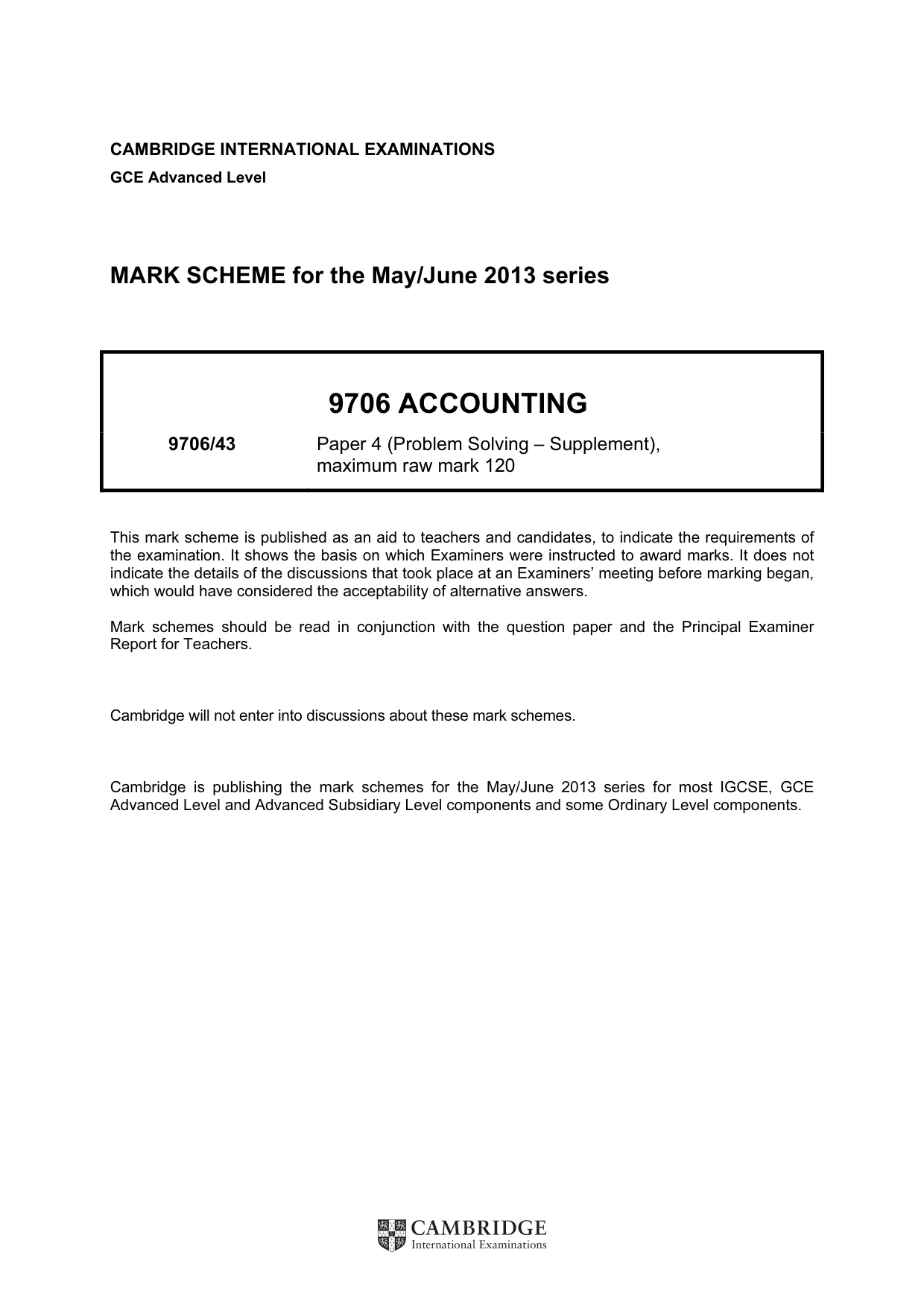 Mark scheme, page 1 of 7