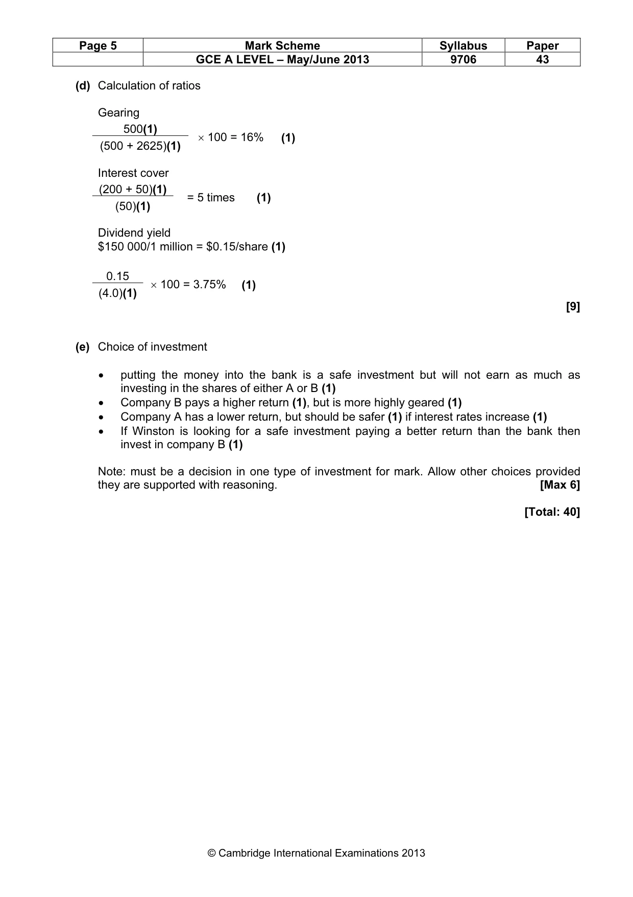 Mark scheme, page 5 of 7