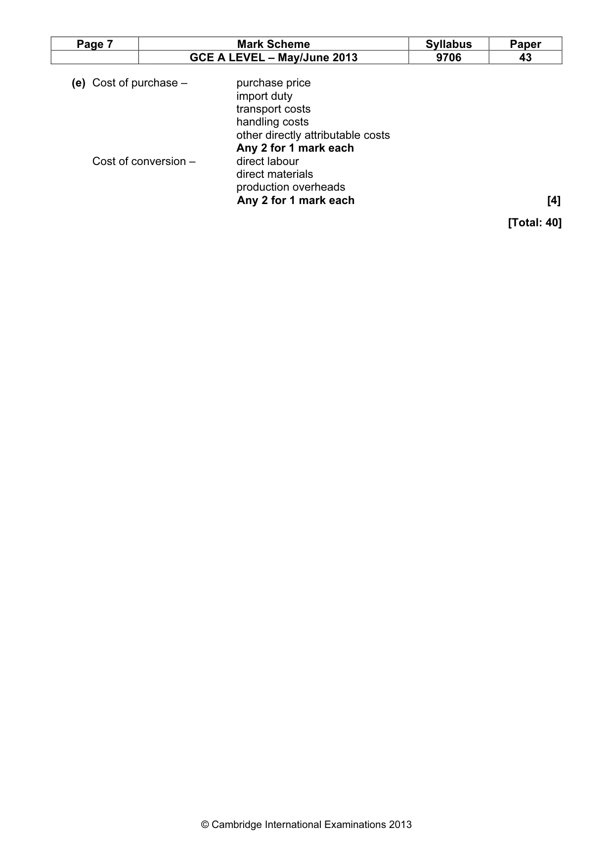 Mark scheme, page 7 of 7