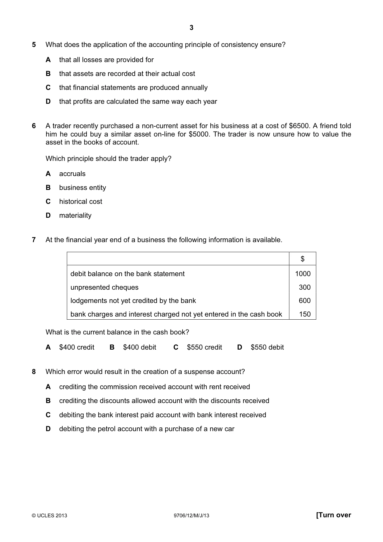 Cambridge A Level Accounting 9706 2013 May/June Paper 1 · Variant 2 question paper, page 3 of 12