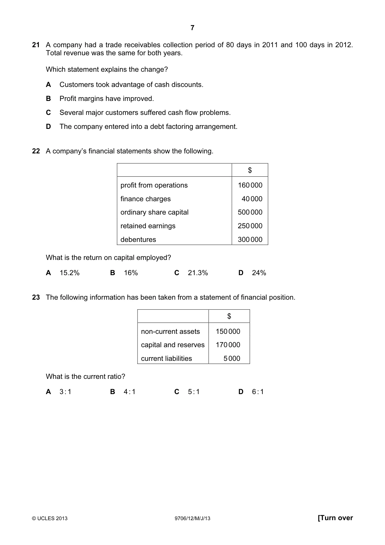 Cambridge A Level Accounting 9706 2013 May/June Paper 1 · Variant 2 question paper, page 7 of 12