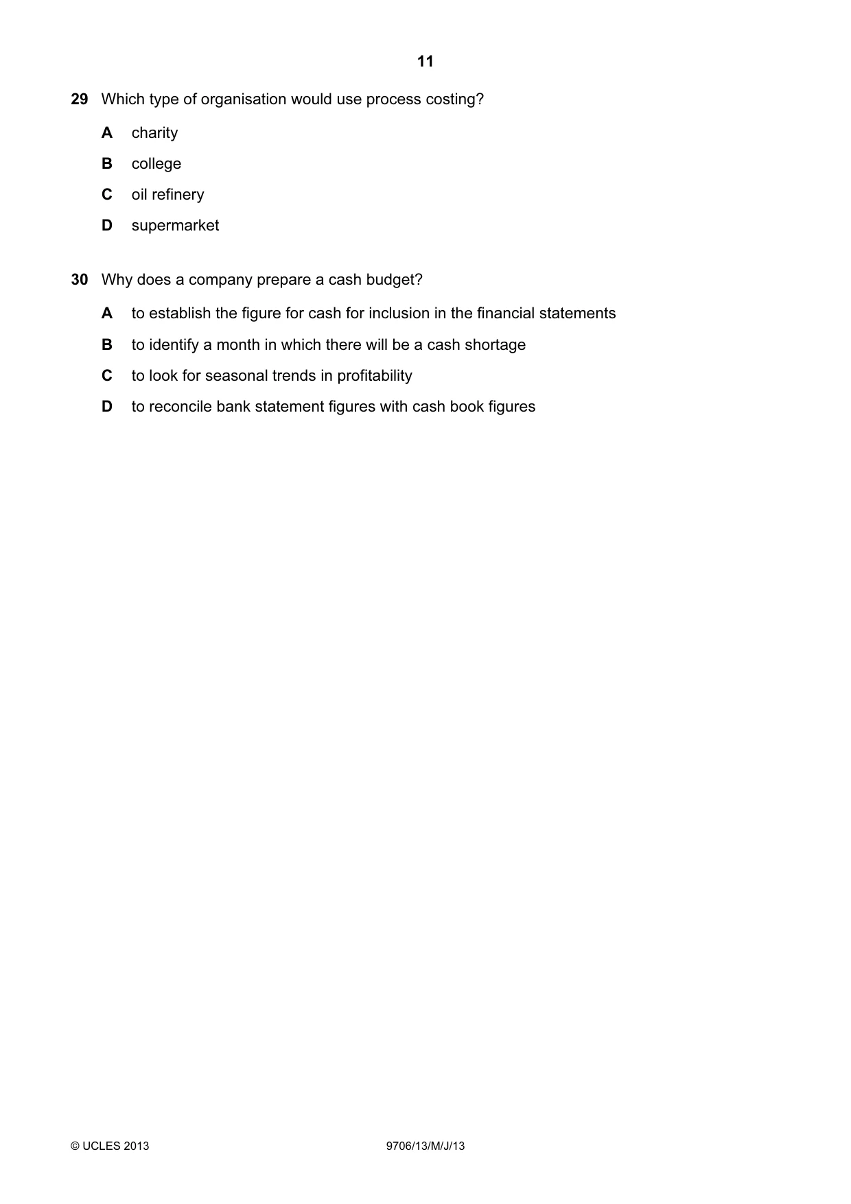 Cambridge A Level Accounting 9706 2013 May/June Paper 1 · Variant 3 question paper, page 11 of 12