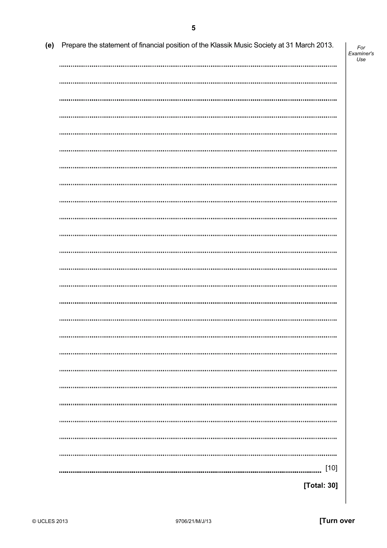 Cambridge A Level Accounting 9706 2013 May/June Paper 2 · Variant 1 question paper, page 5 of 16