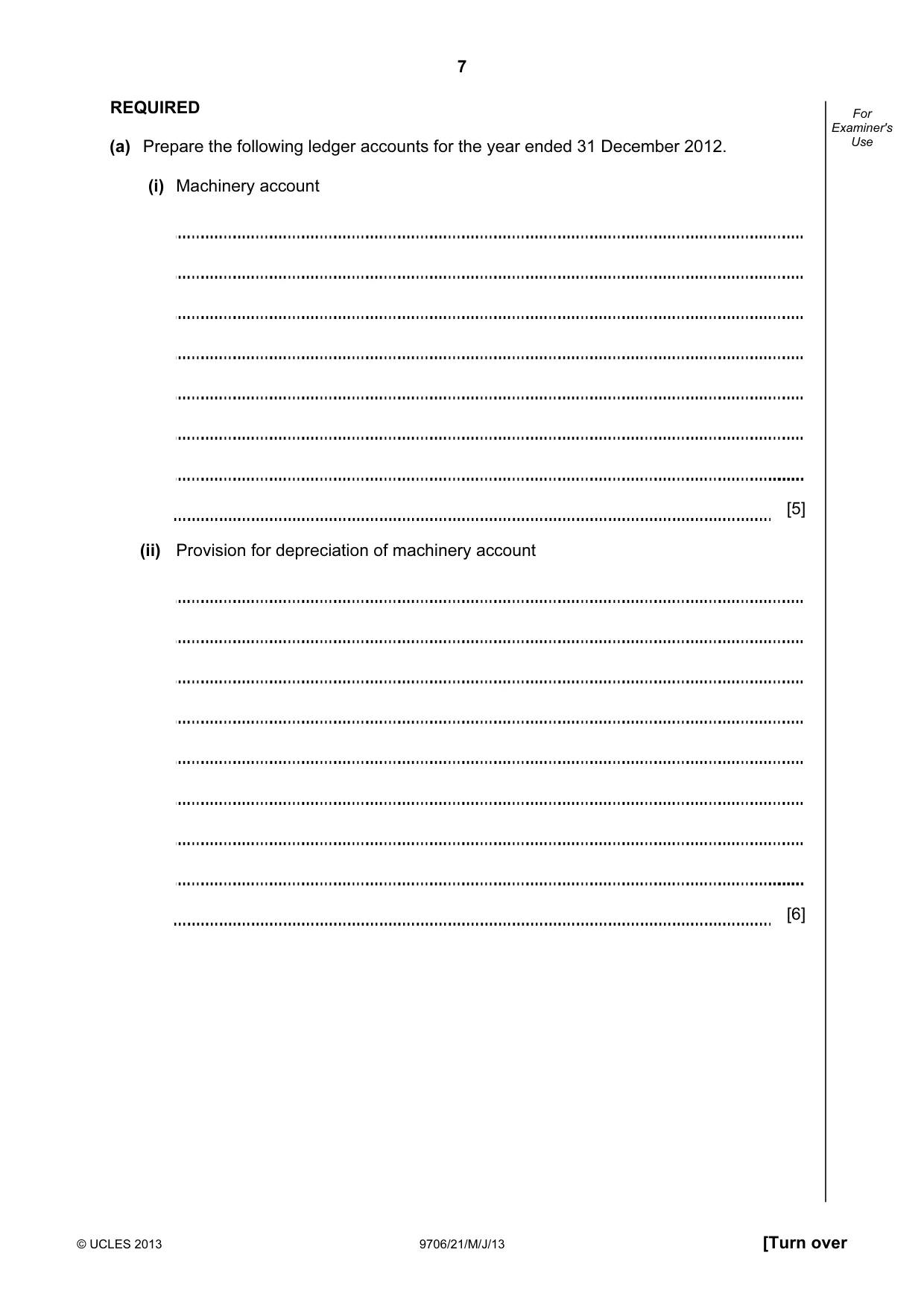 Cambridge A Level Accounting 9706 2013 May/June Paper 2 · Variant 1 question paper, page 7 of 16