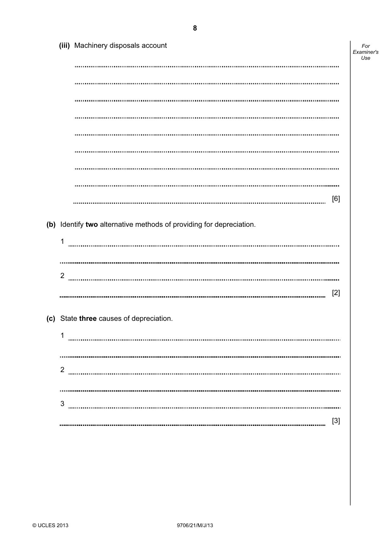 Cambridge A Level Accounting 9706 2013 May/June Paper 2 · Variant 1 question paper, page 8 of 16