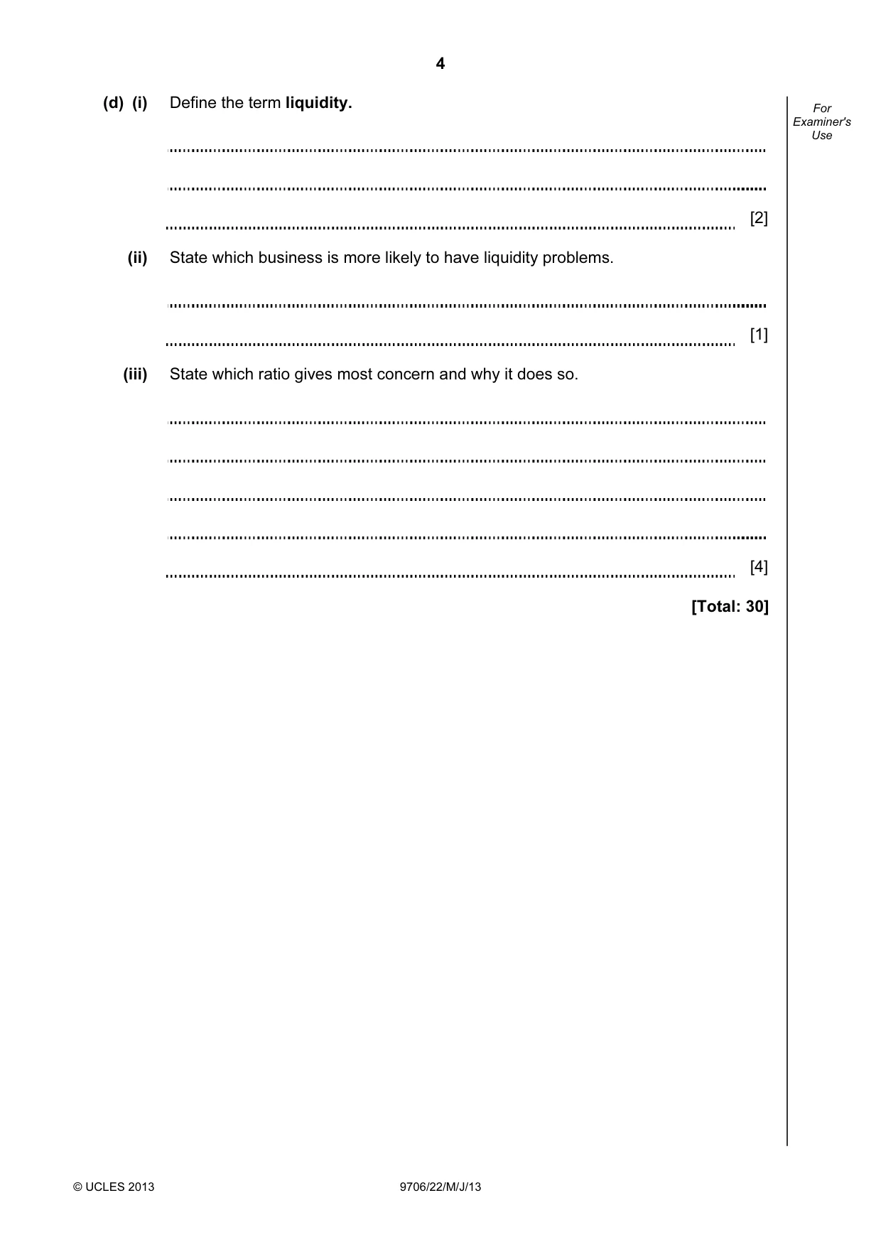 Cambridge A Level Accounting 9706 2013 May/June Paper 2 · Variant 2 question paper, page 4 of 12
