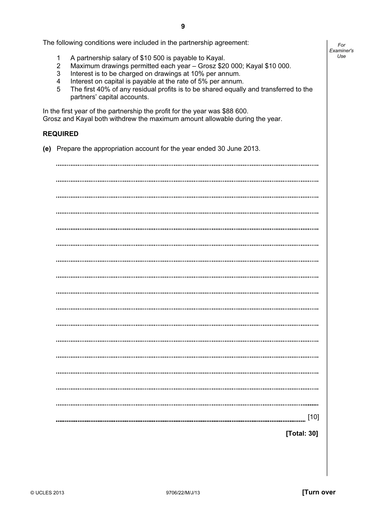 Cambridge A Level Accounting 9706 2013 May/June Paper 2 · Variant 2 question paper, page 9 of 12