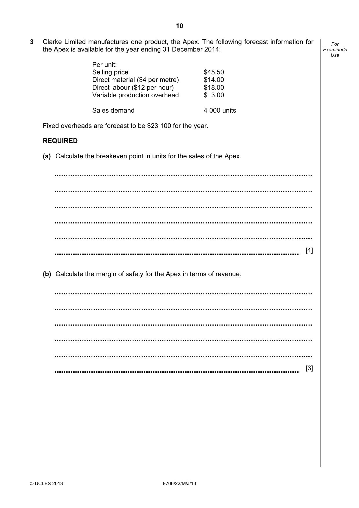 Cambridge A Level Accounting 9706 2013 May/June Paper 2 · Variant 2 question paper, page 10 of 12