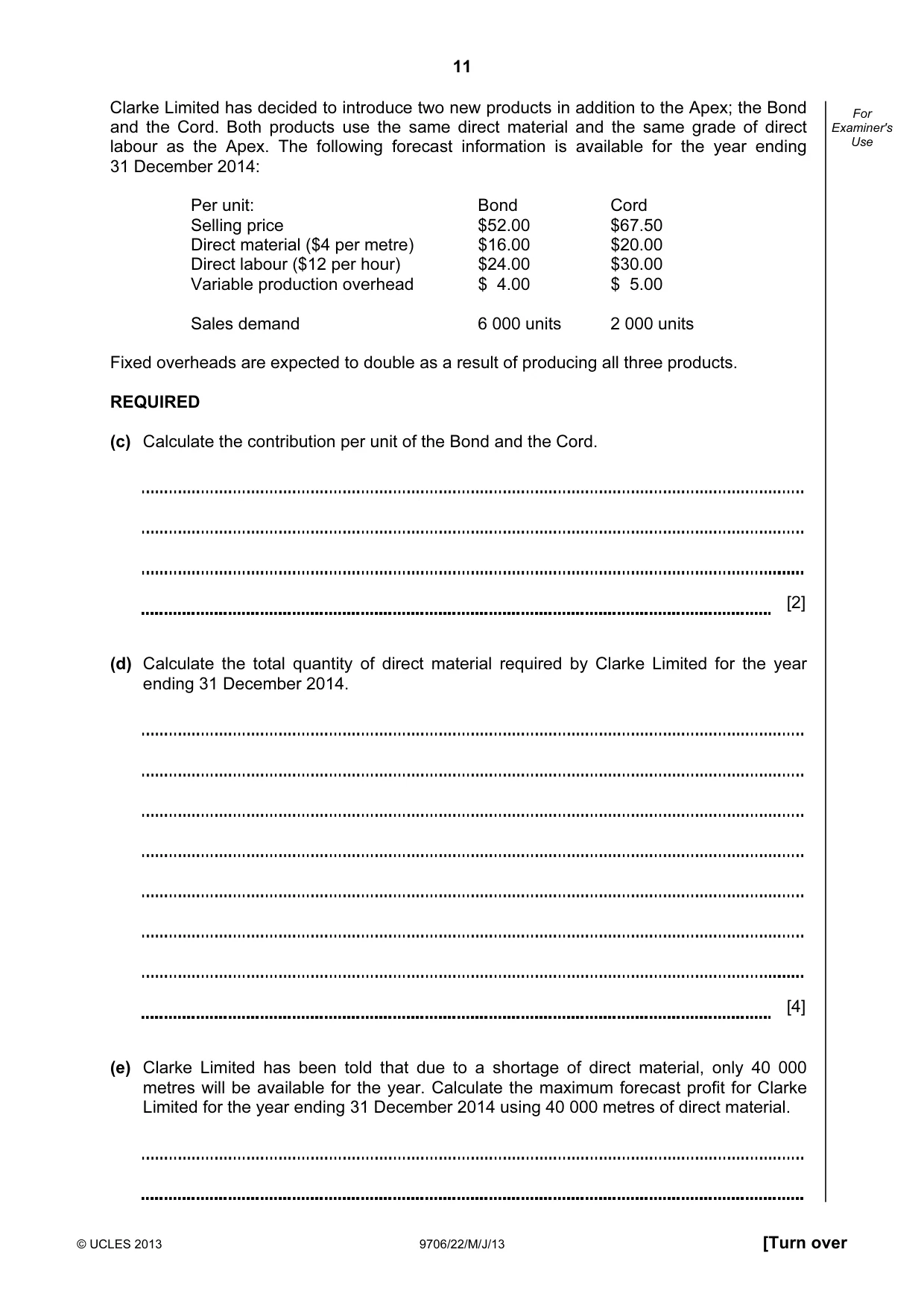 Cambridge A Level Accounting 9706 2013 May/June Paper 2 · Variant 2 question paper, page 11 of 12