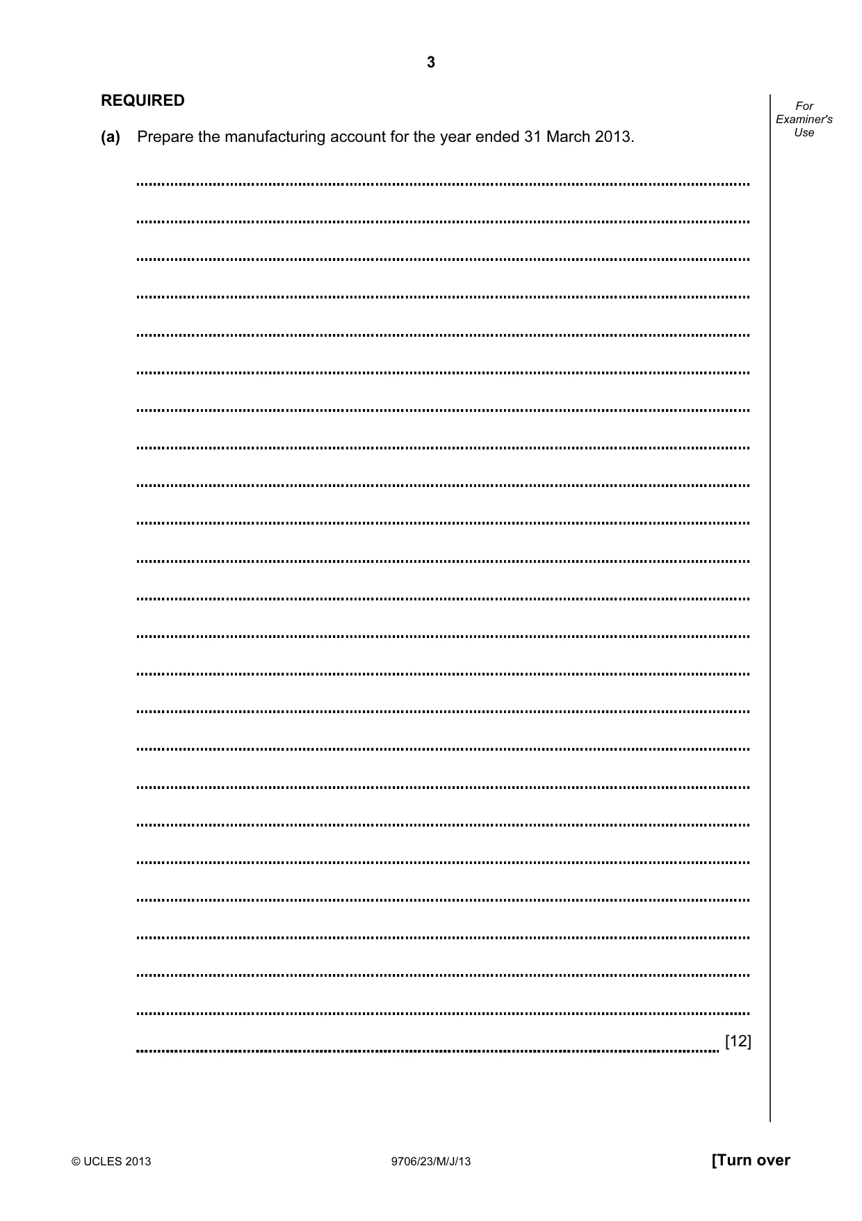 Cambridge A Level Accounting 9706 2013 May/June Paper 2 · Variant 3 question paper, page 3 of 12