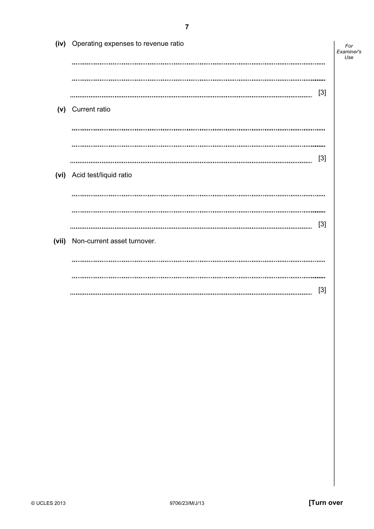 Cambridge A Level Accounting 9706 2013 May/June Paper 2 · Variant 3 question paper, page 7 of 12