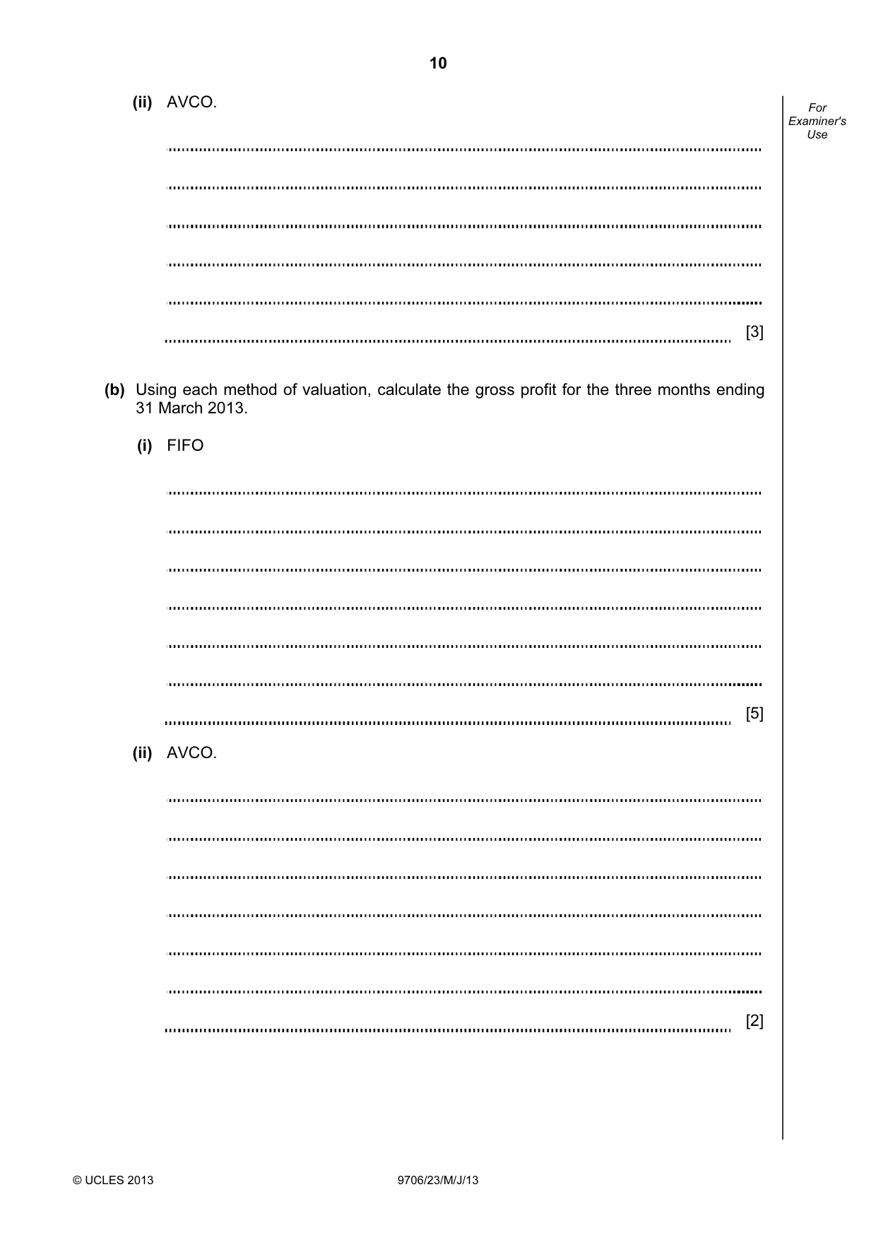 Cambridge A Level Accounting 9706 2013 May/June Paper 2 · Variant 3 question paper, page 10 of 12