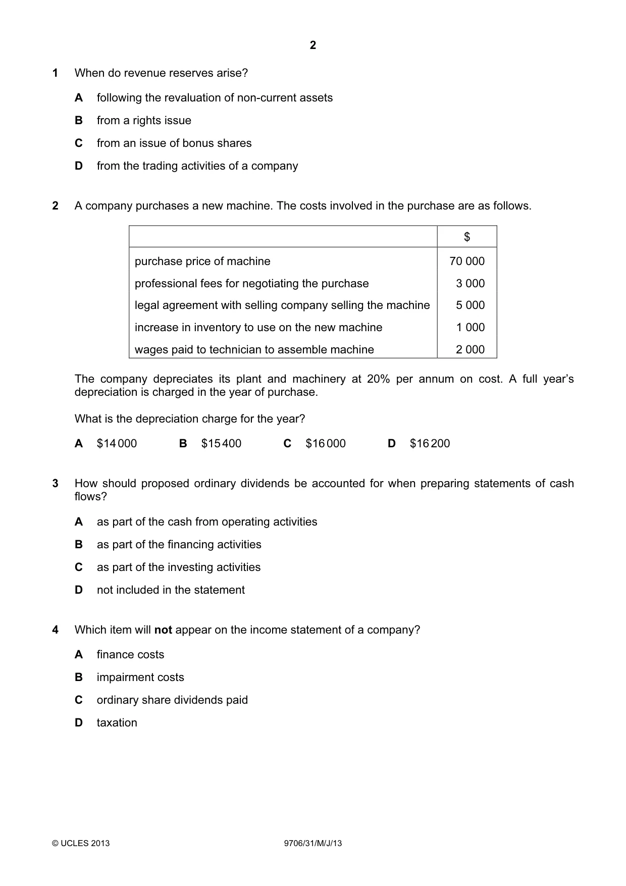 Cambridge A Level Accounting 9706 2013 May/June Paper 3 · Variant 1 question paper, page 2 of 12