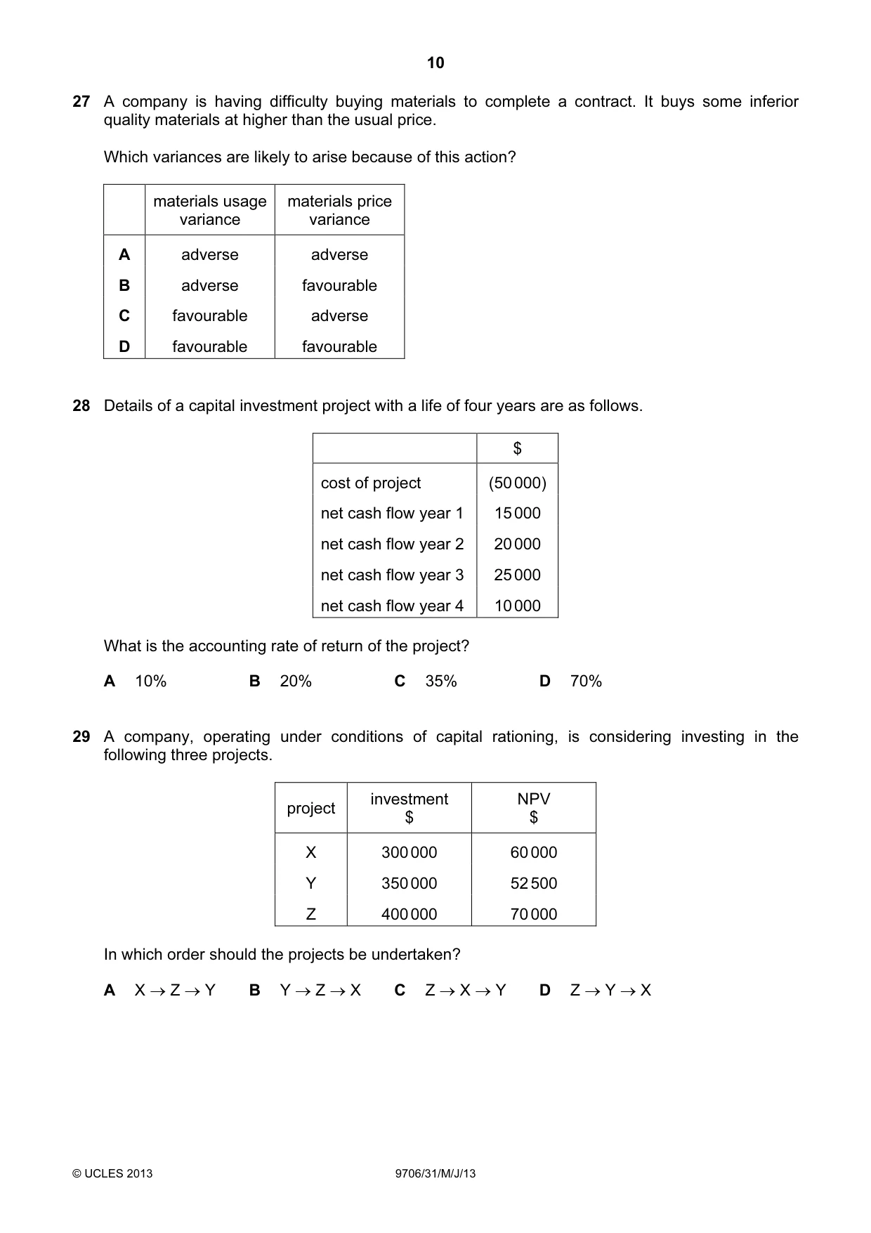 Cambridge A Level Accounting 9706 2013 May/June Paper 3 · Variant 1 question paper, page 10 of 12