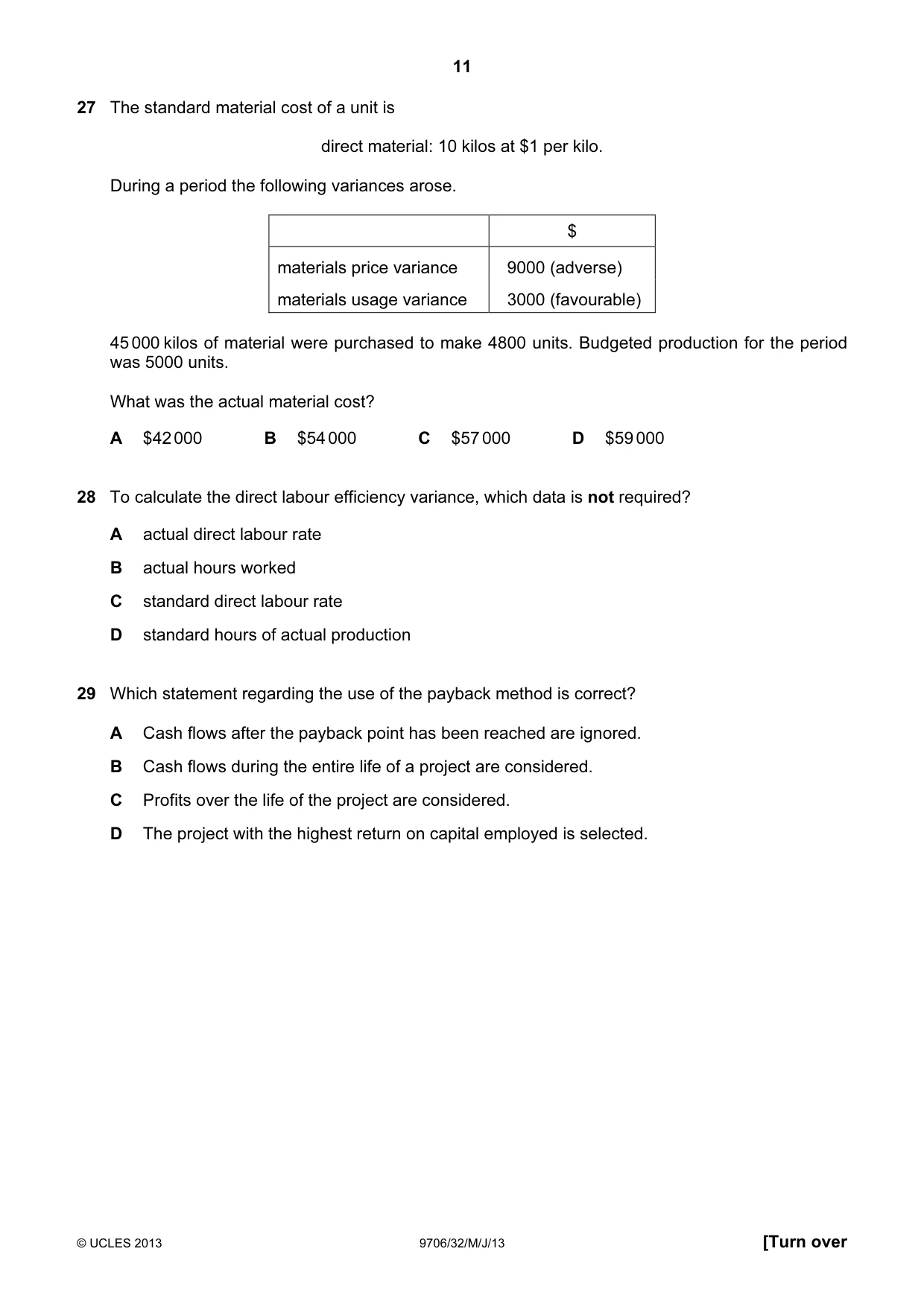 Cambridge A Level Accounting 9706 2013 May/June Paper 3 · Variant 2 question paper, page 11 of 12