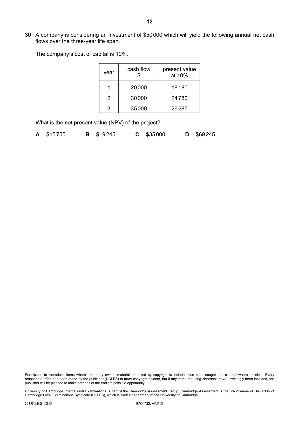 Cambridge A Level Accounting 9706 2013 May/June Paper 3 · Variant 2 question paper, page 12 of 12