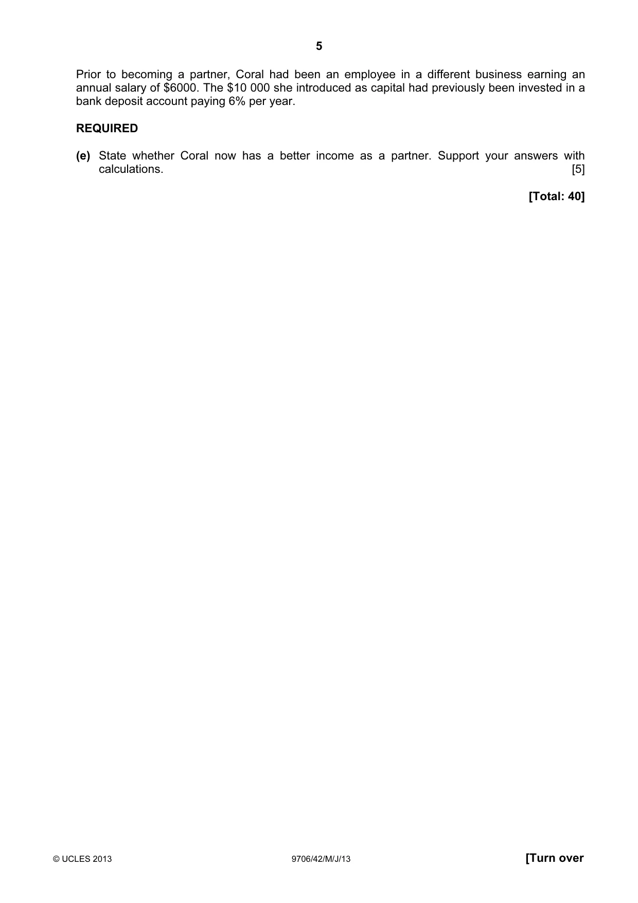 Cambridge A Level Accounting 9706 2013 May/June Paper 4 · Variant 2 question paper, page 5 of 8