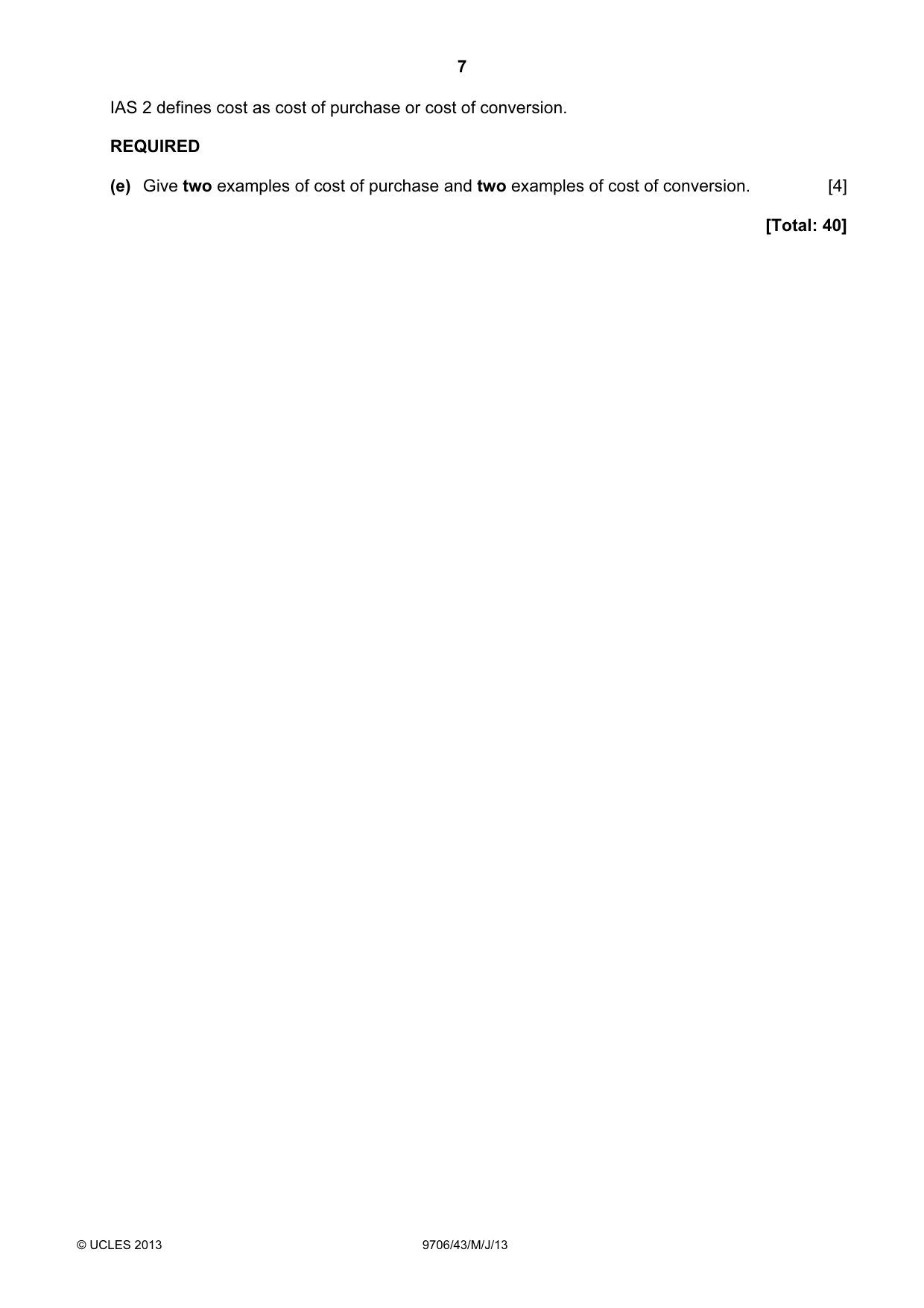 Cambridge A Level Accounting 9706 2013 May/June Paper 4 · Variant 3 question paper, page 7 of 8