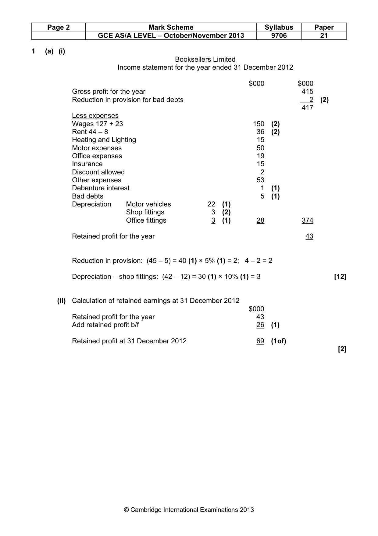 Mark scheme, page 2 of 6