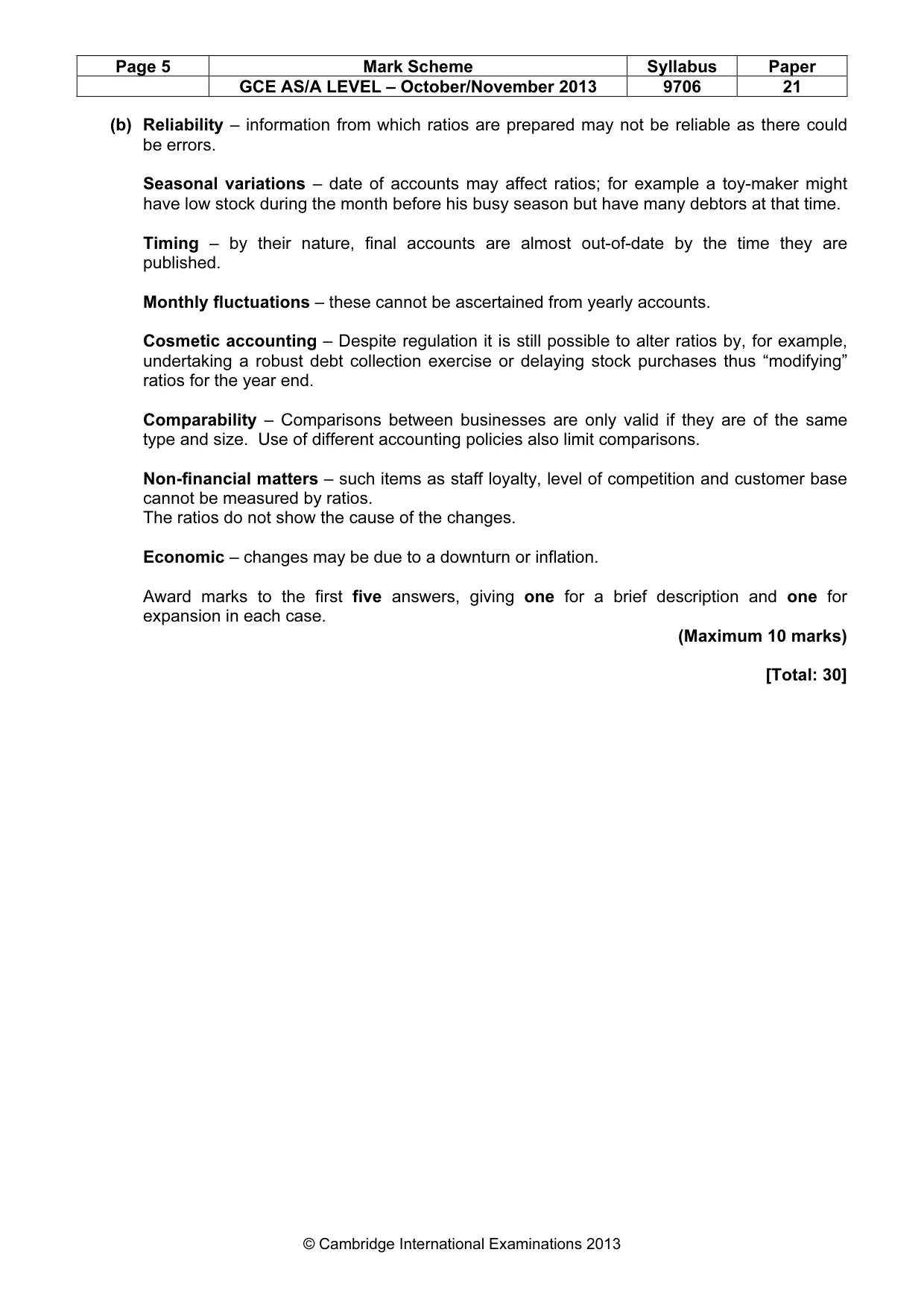 Mark scheme, page 5 of 6