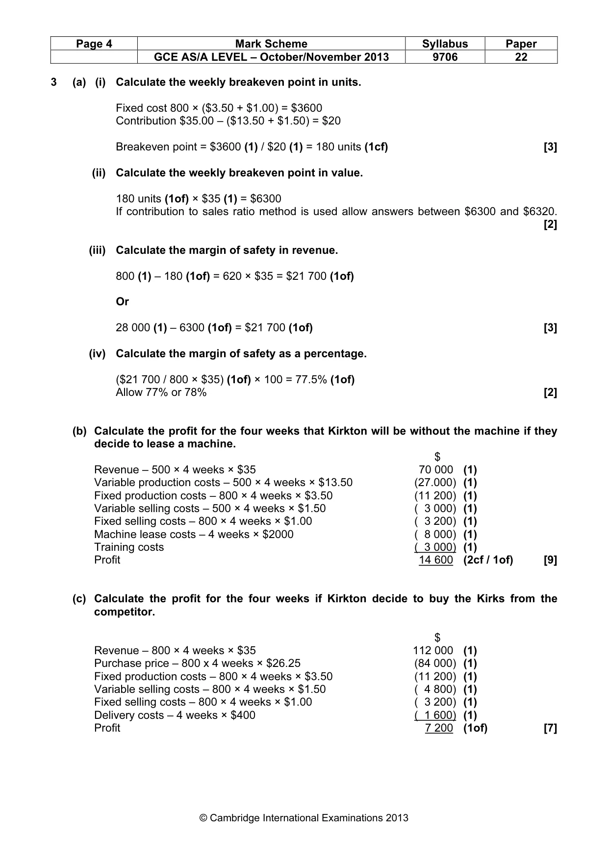 Mark scheme, page 4 of 5