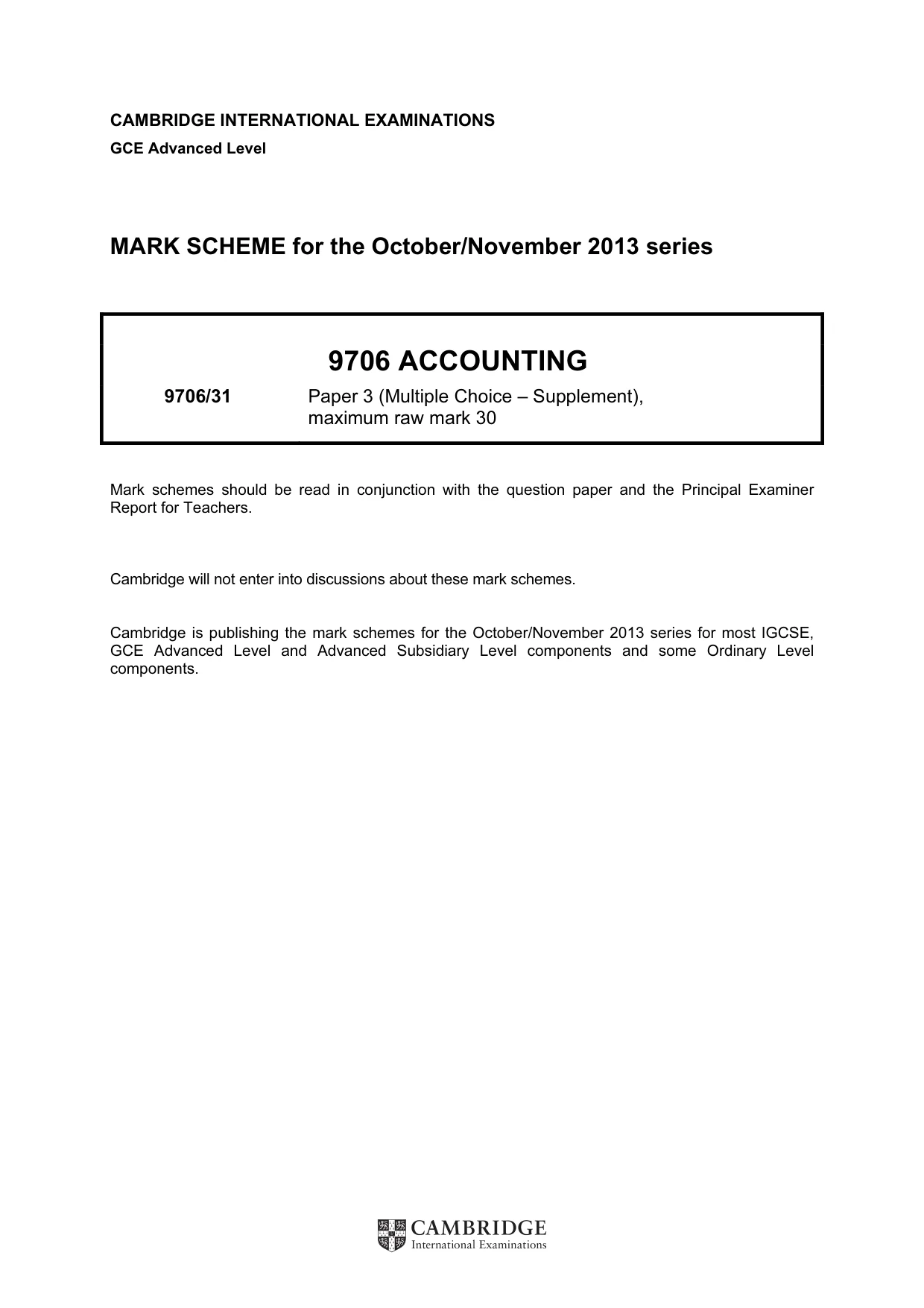 Mark scheme, page 1 of 2